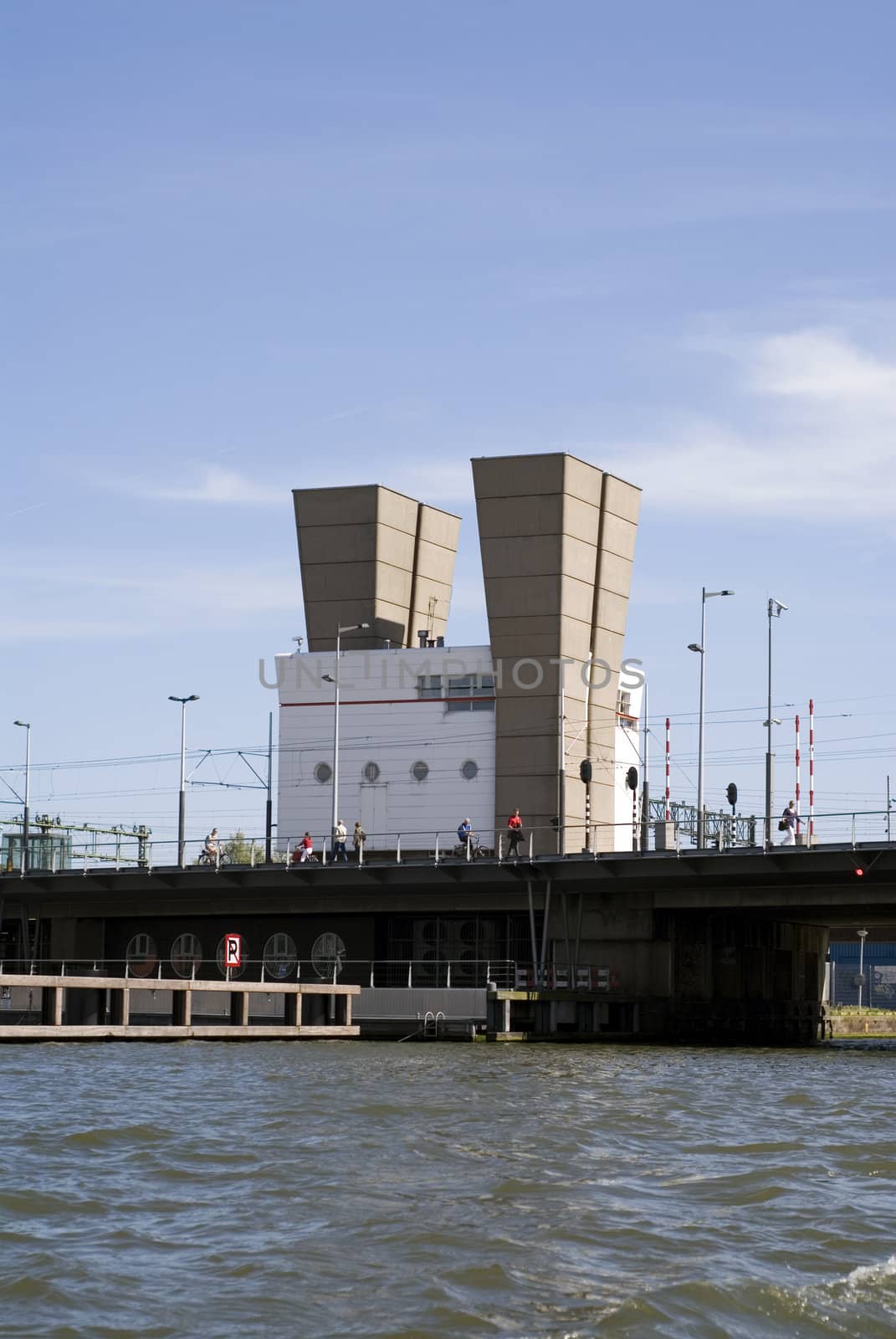 portrait of an amsterdam building seen from ocean