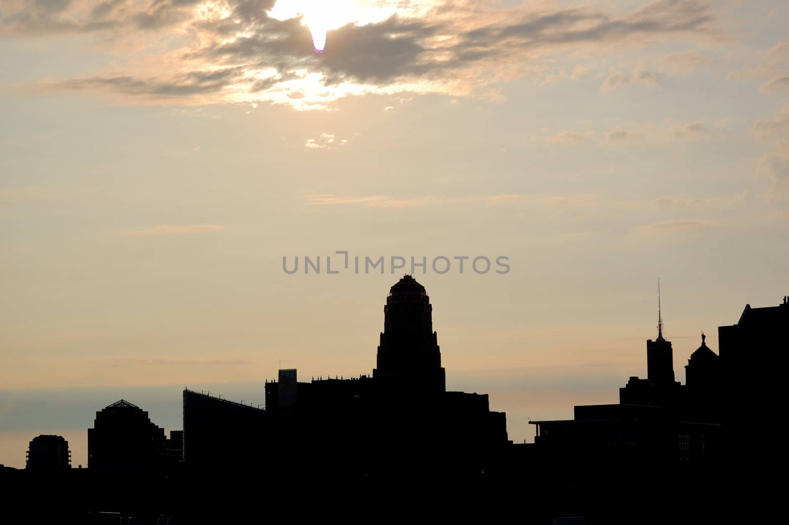 Buffalo New York Skyline silhouette of downtown Buffalo.