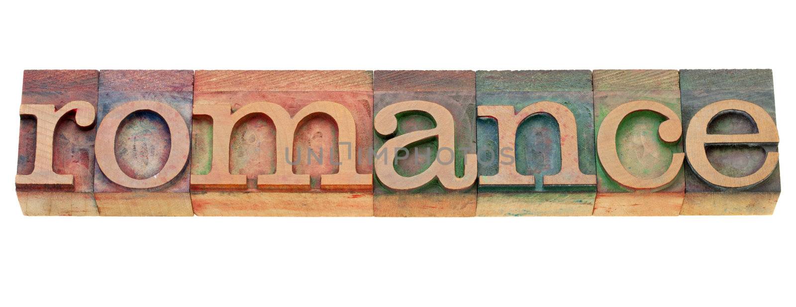 romance - isolated word in vintage wood letterpress printing blocks