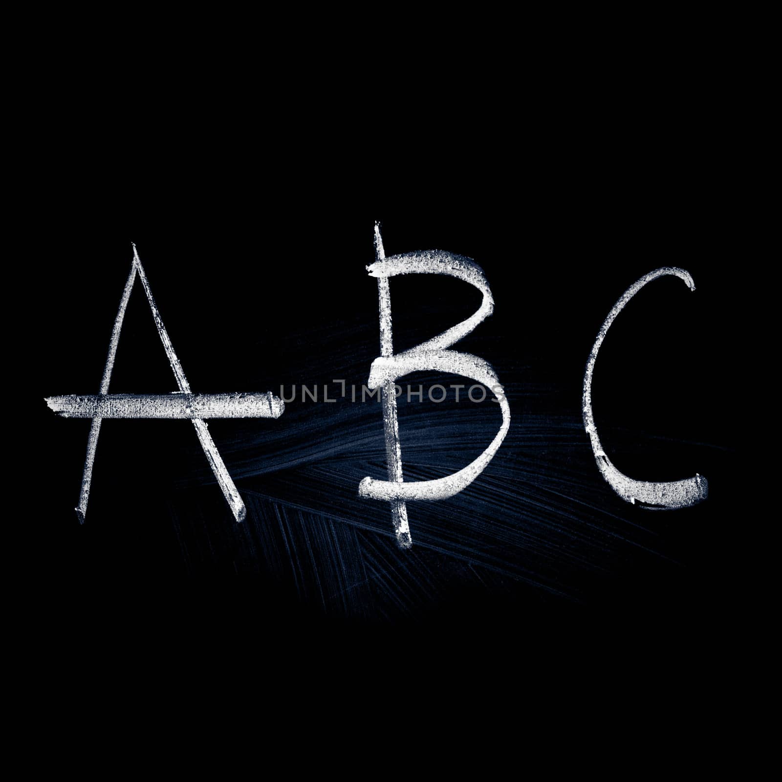 Symbol of alphabet. Drawn on blackboard, isolated by pashabo