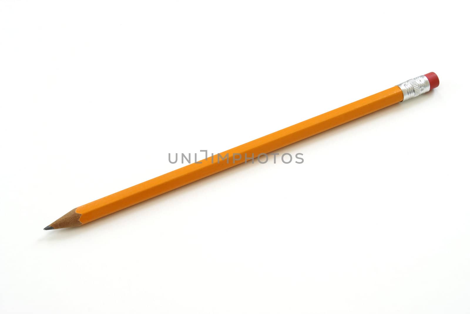 An isolated pencil with an eraser on white background.