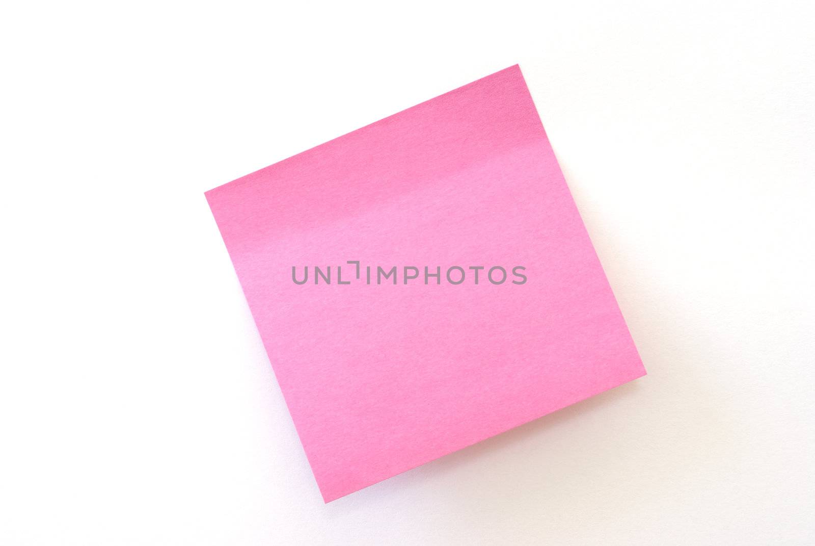 An isolated pink sticky note on white background.