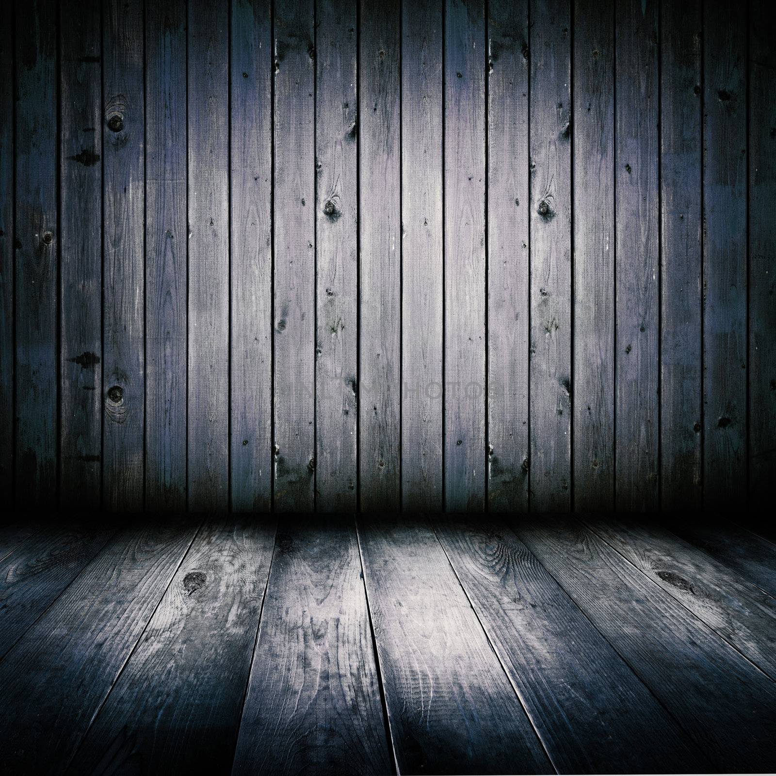 Interior of an old wooden shed, illuminated by the full moon. by pashabo