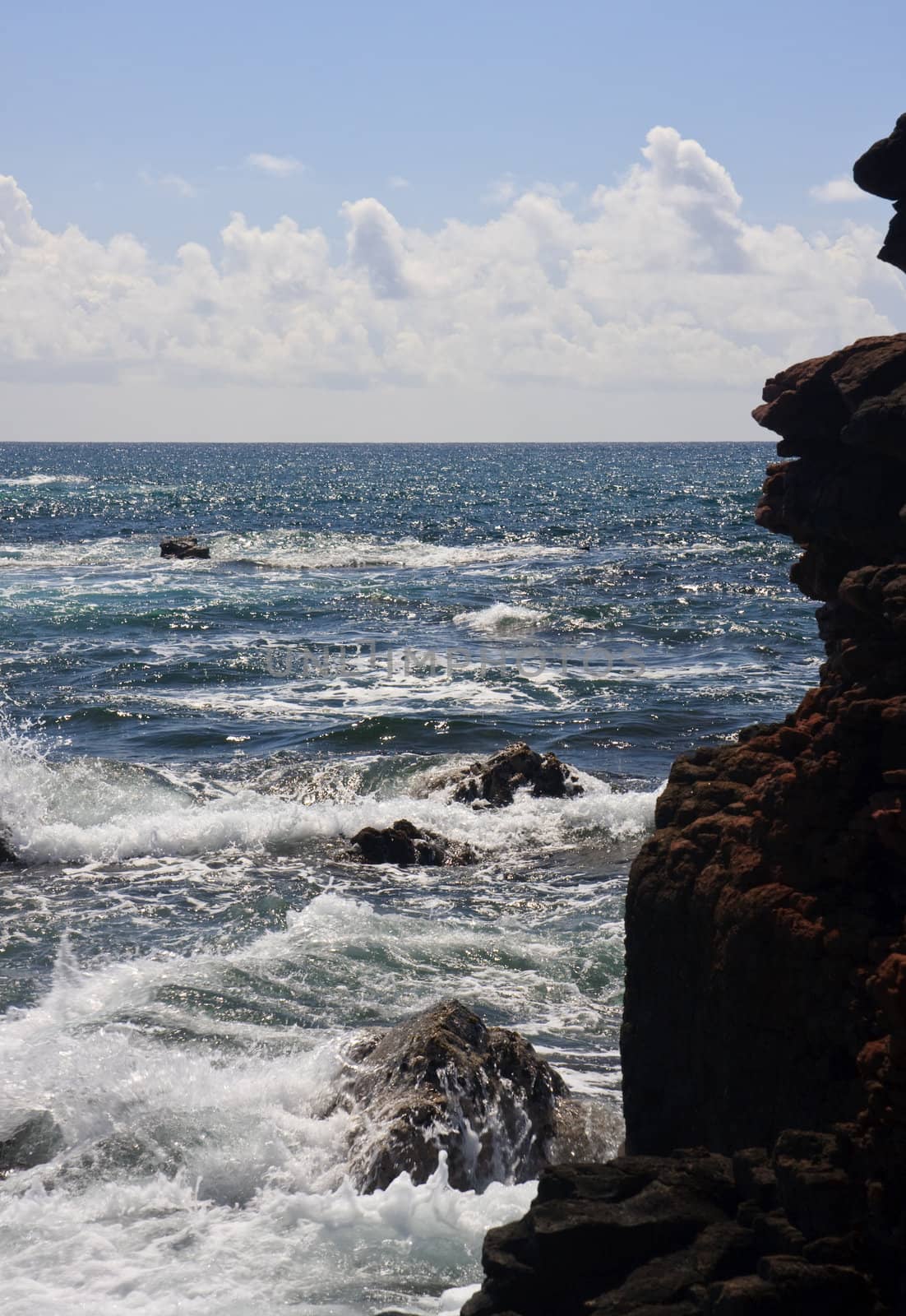 Rocky headland and raging ocean by steheap