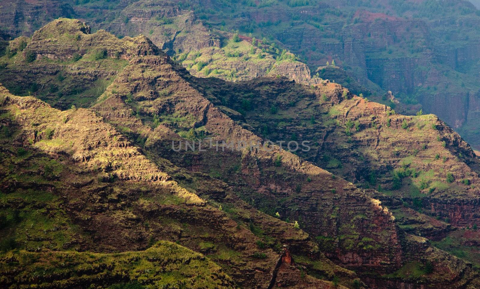 Craggy rocks in Waimea Canyon by steheap