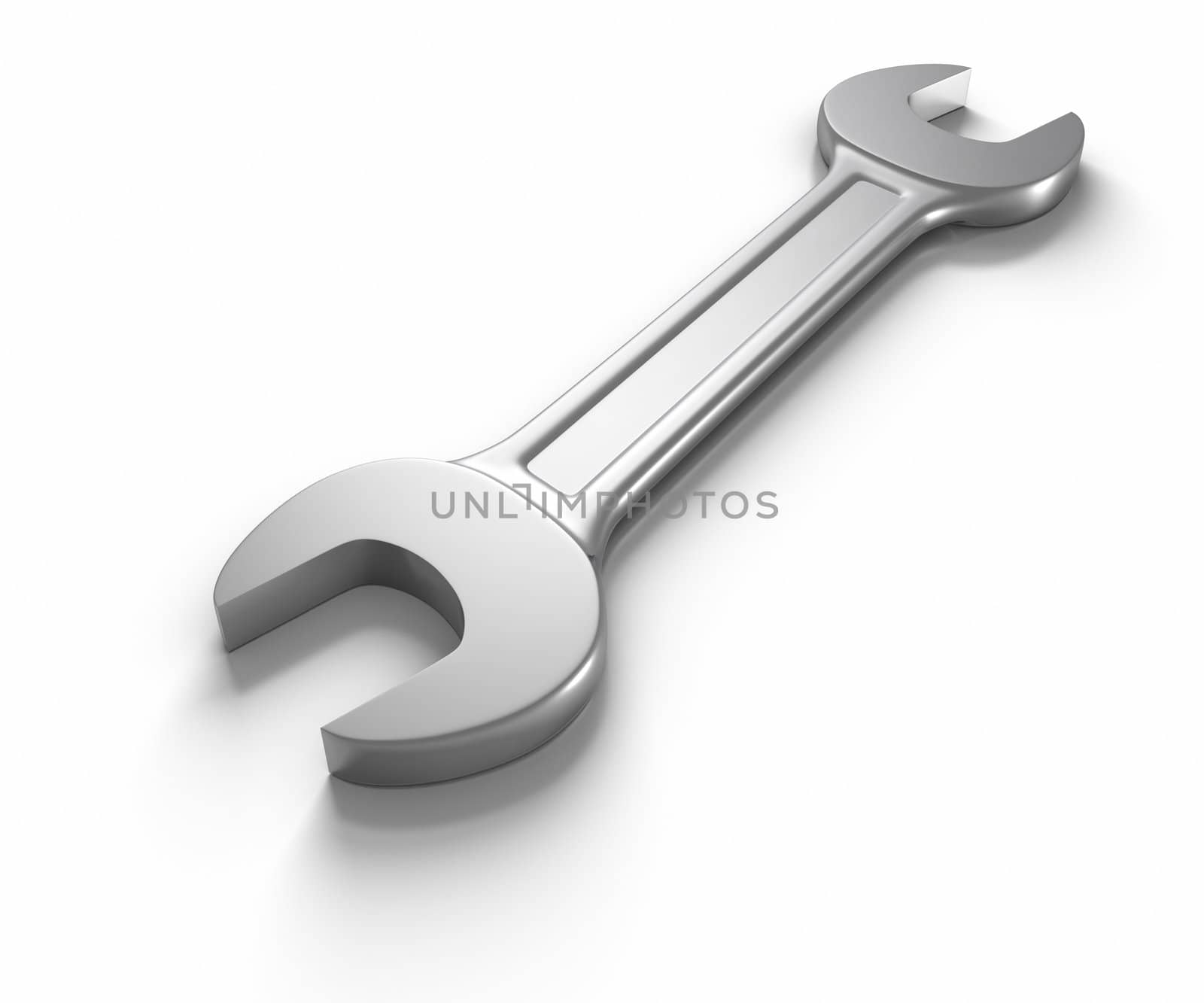 3d Wrenchs on reflective background.