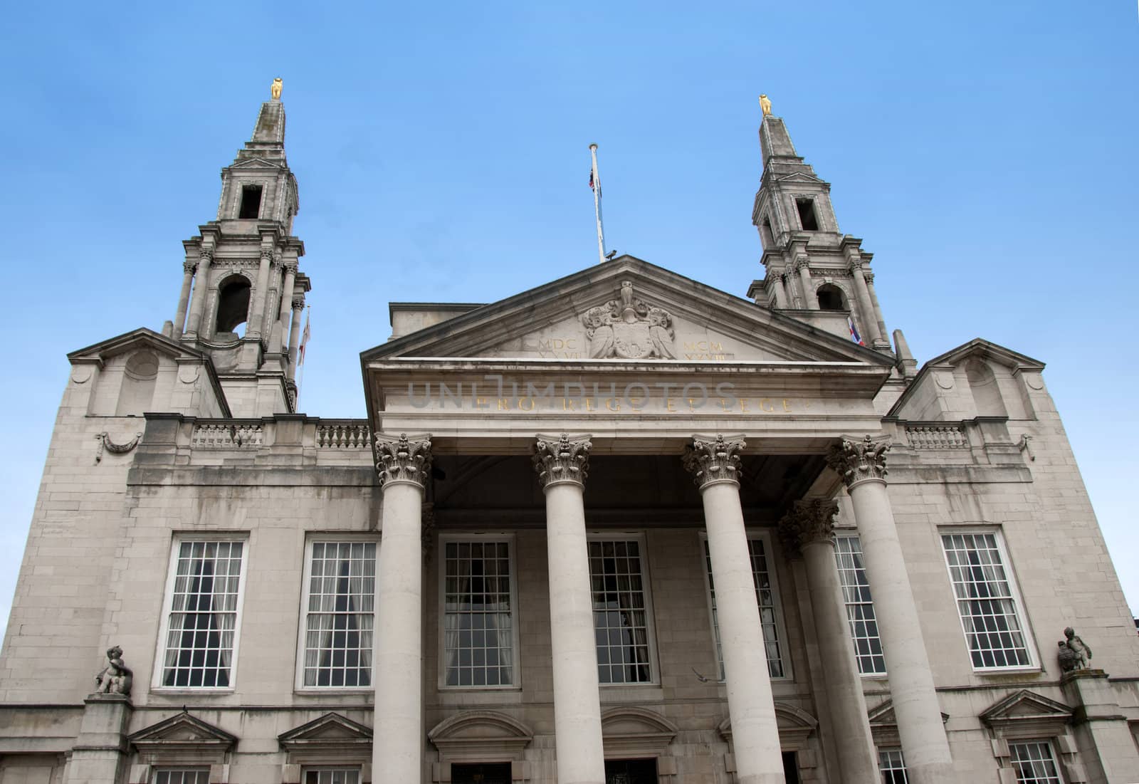 The Victorian Civic Hall of a city in Yorkshire England