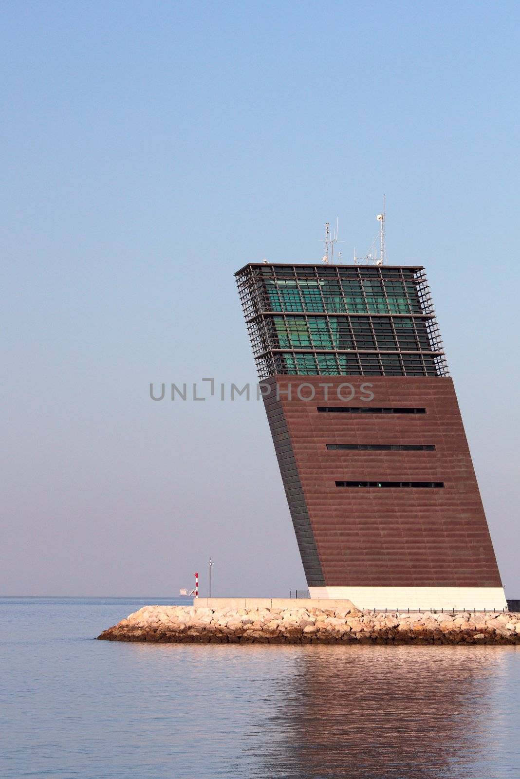 Control tower at river Tagus in Lisbon