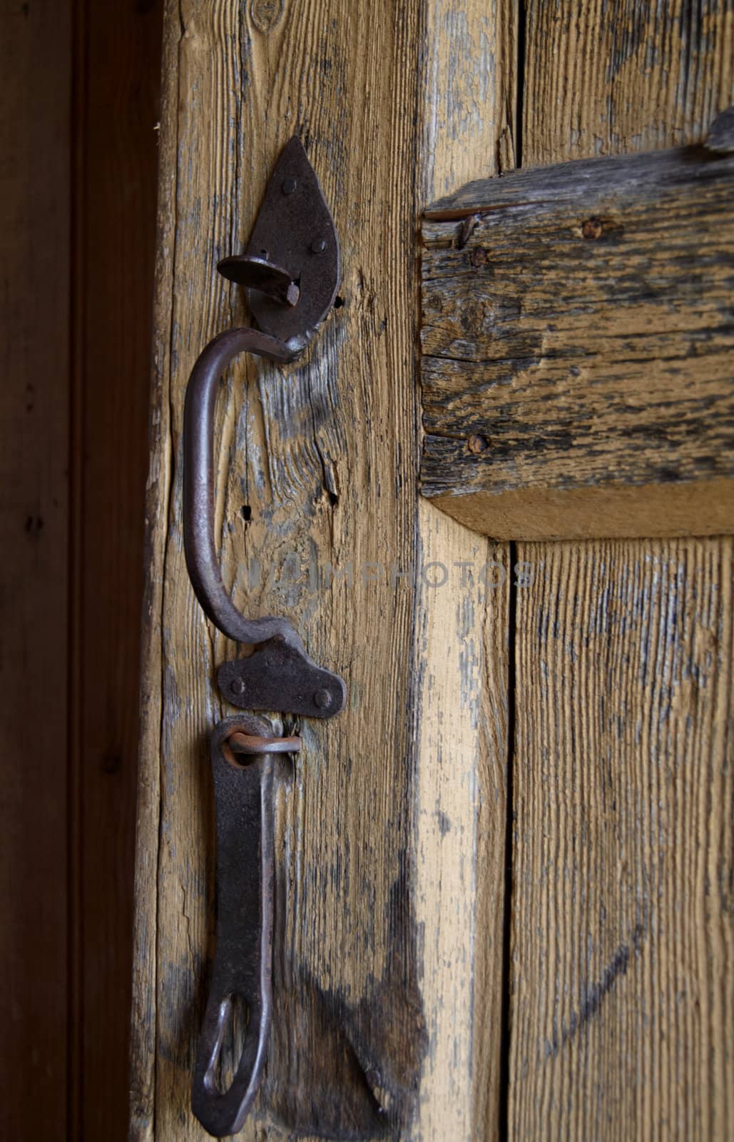 Old door handle and lock at the Museum of Lithuanian Culture in Rumsiskes