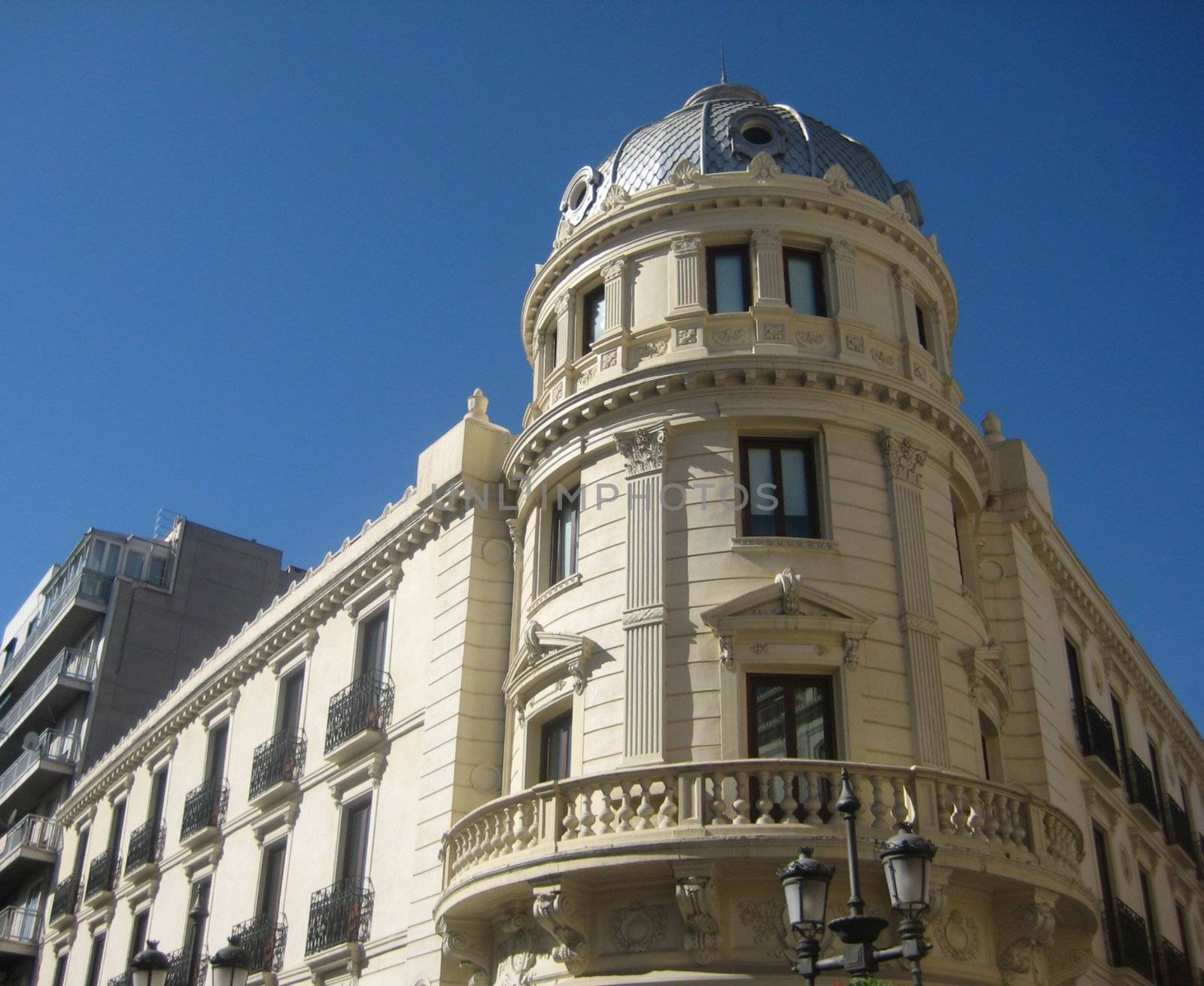 White building in Granada, Andalusia, Spain, summer