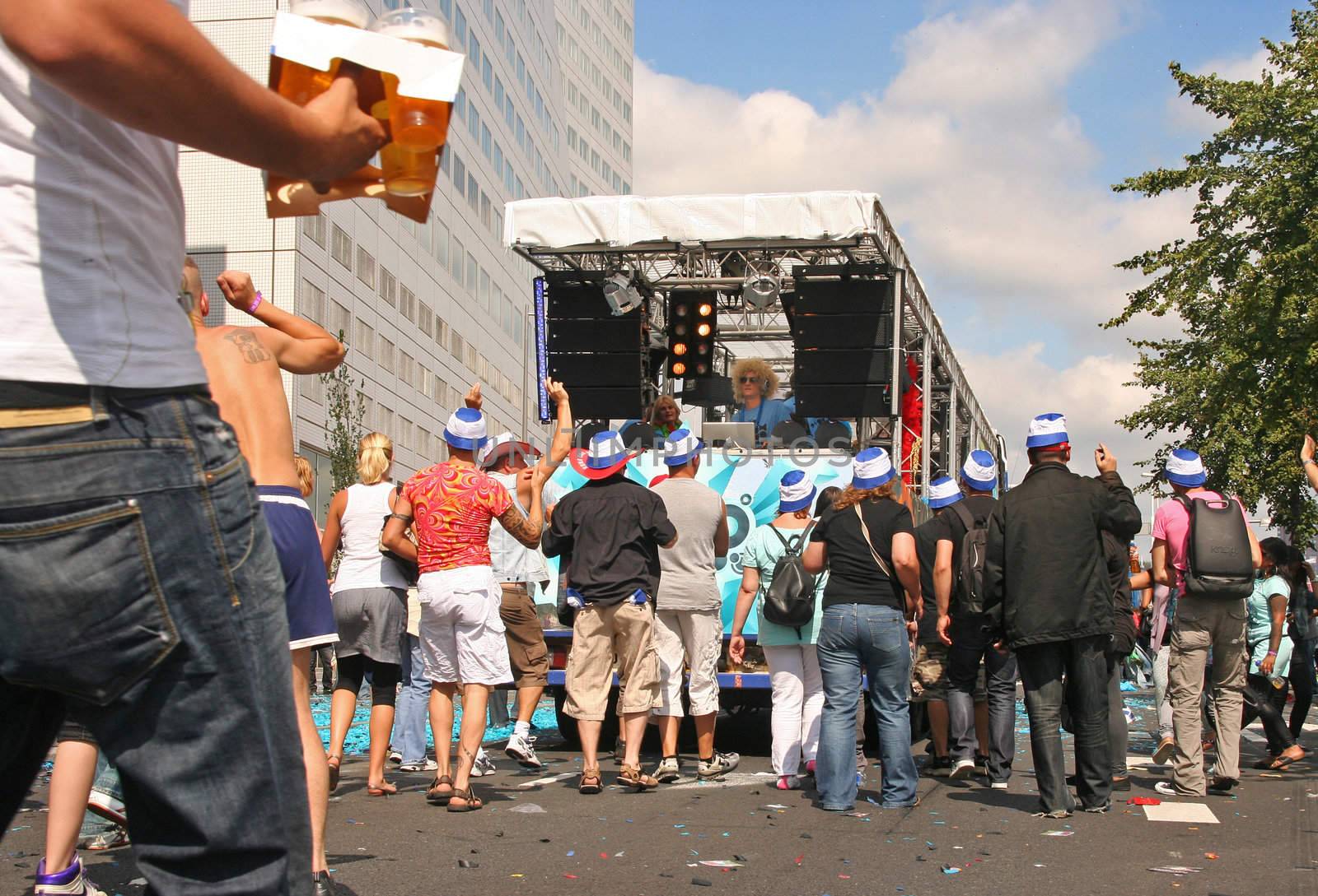 Beer glasses at the Dance Parade in Rotterdam