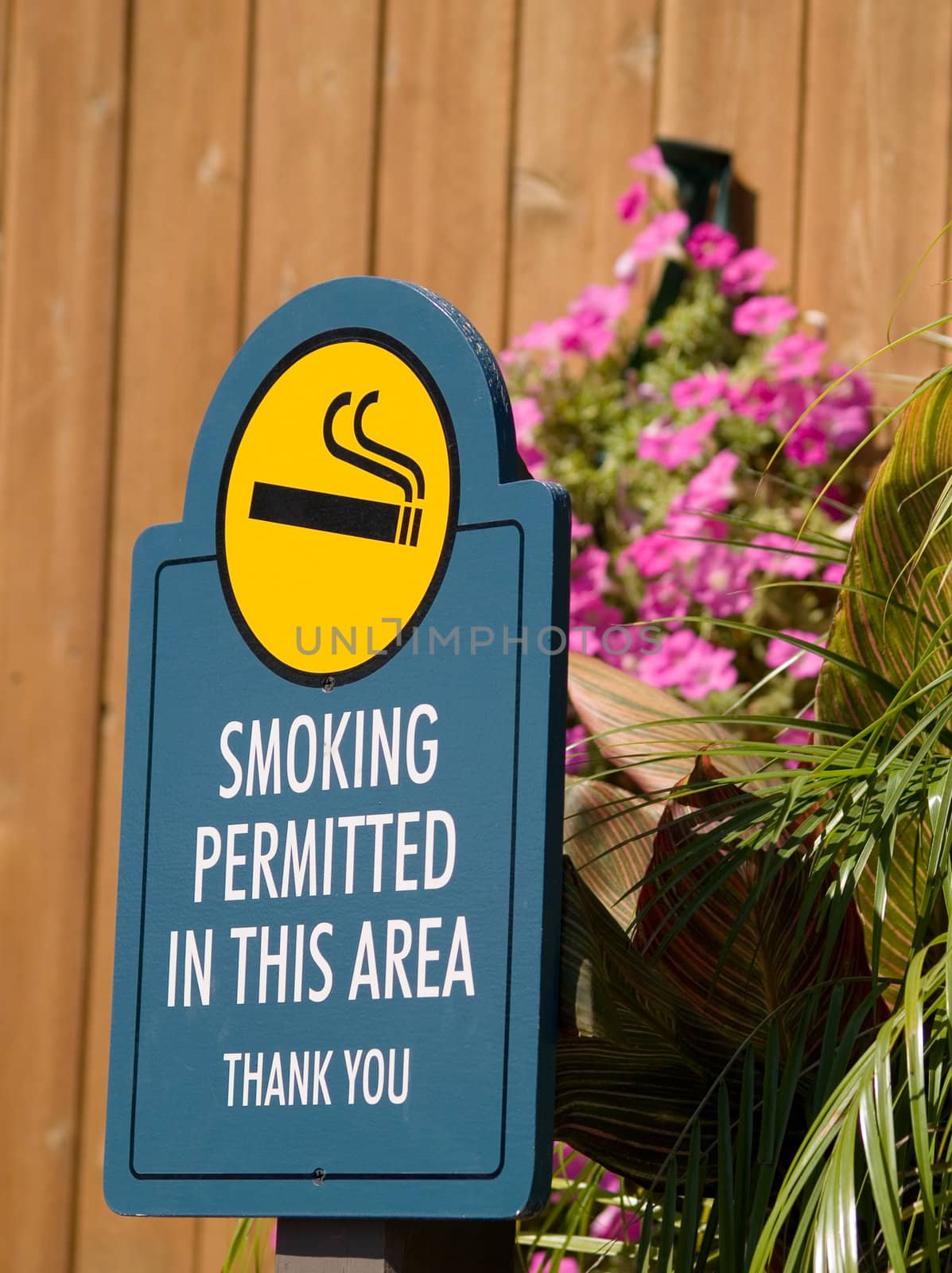 A sign for a smoking permitted area