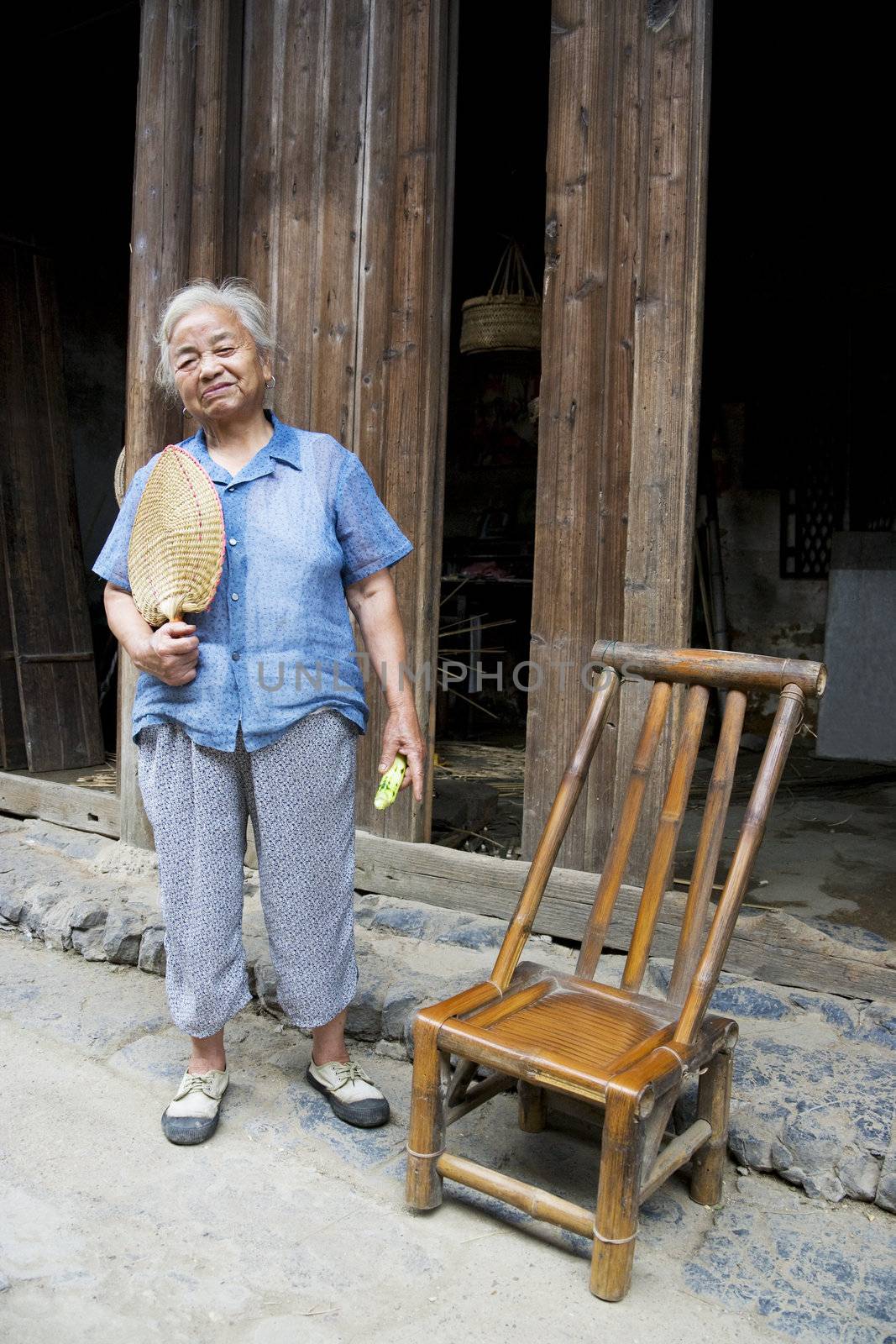 Image of an elderly Chinese lady at Daxu Ancient Town, Guilin, China.