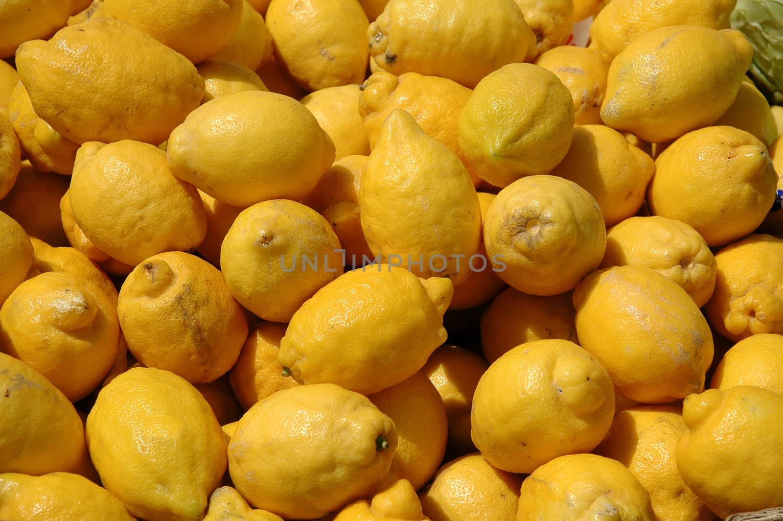 Fresh lemons at a market place.