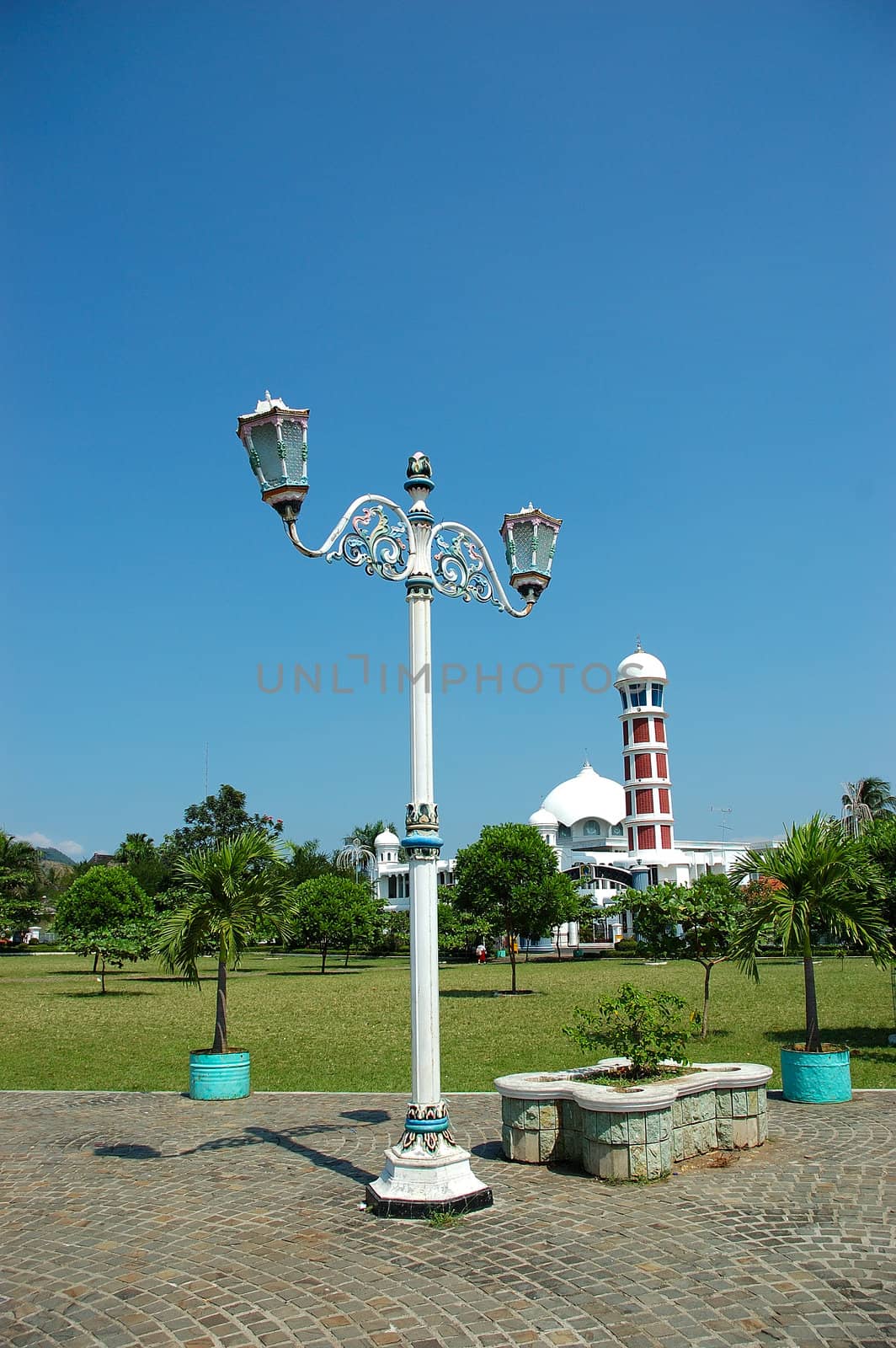 small masjid with decorative art town light