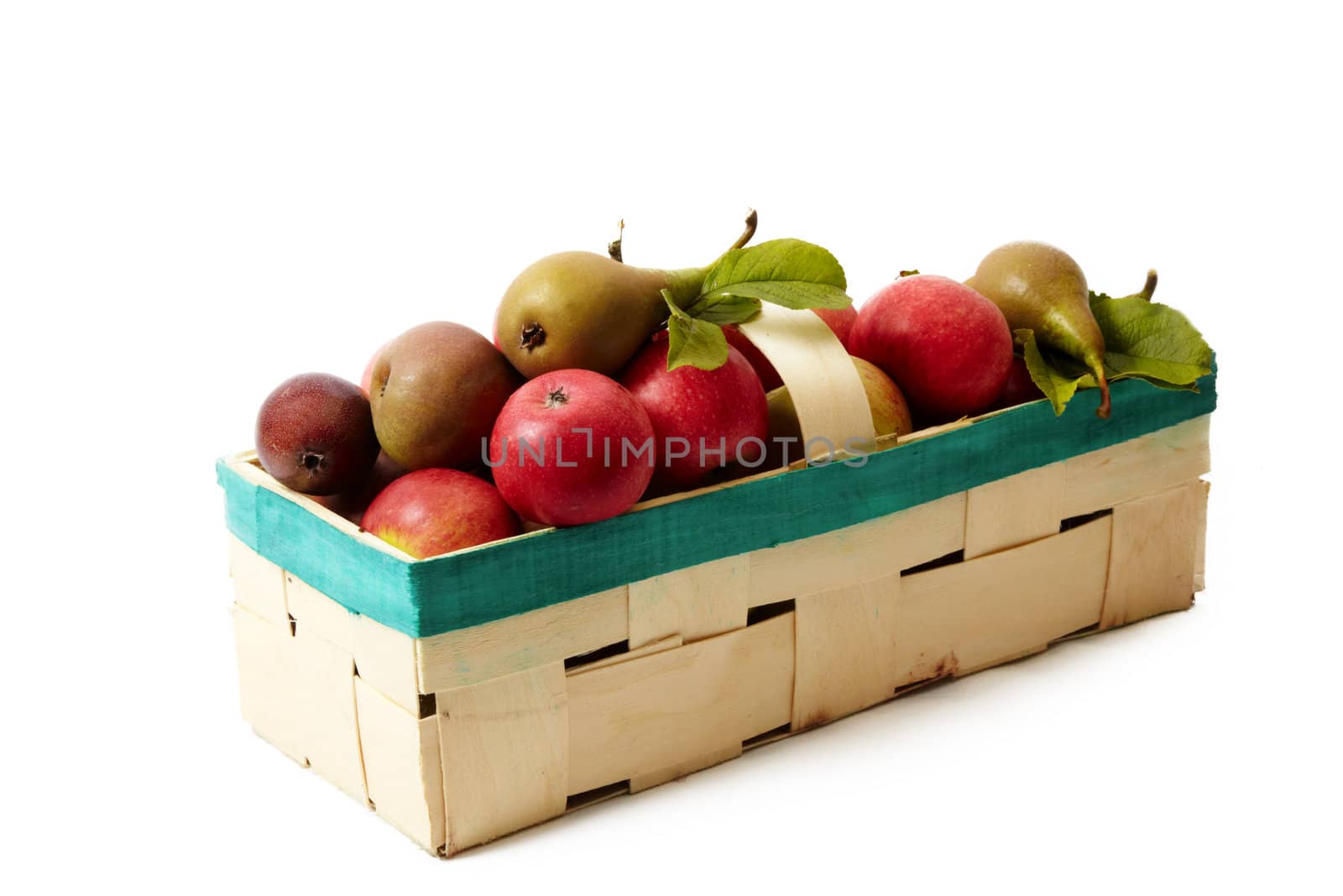 Basket with apple isolated on white background