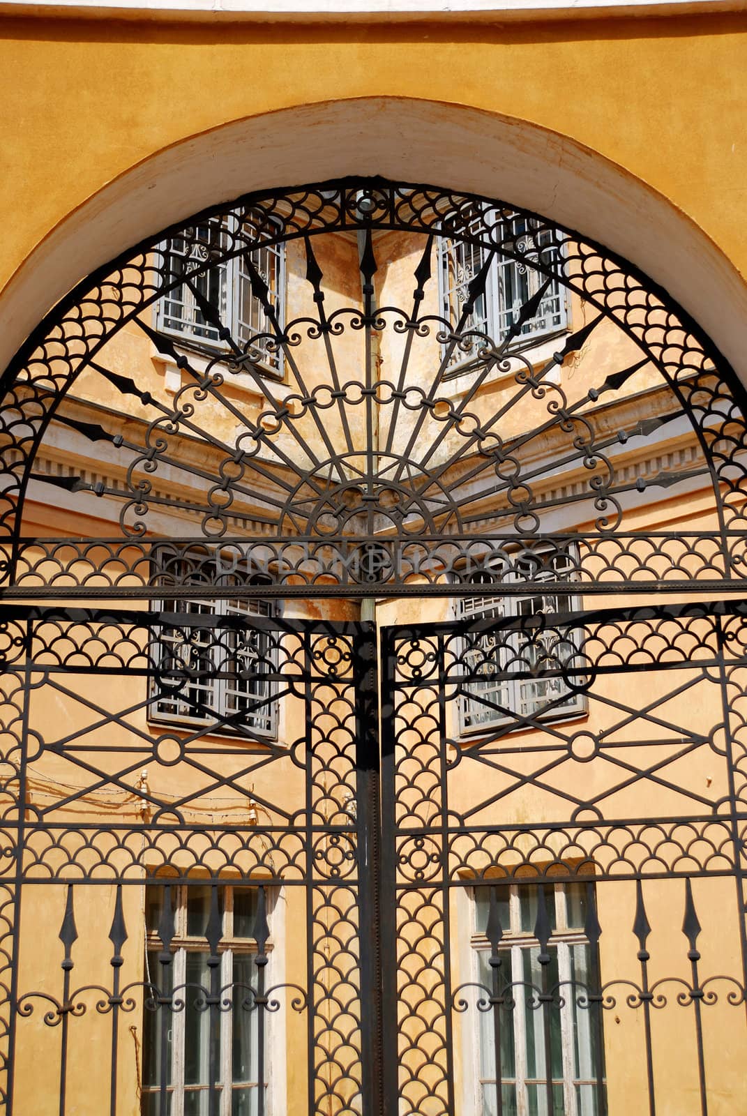 Closed wrought iron gates