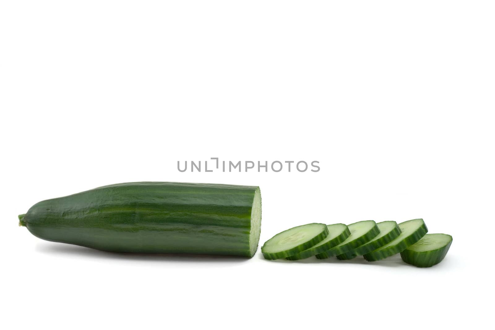 sliced cucumber, shot on white