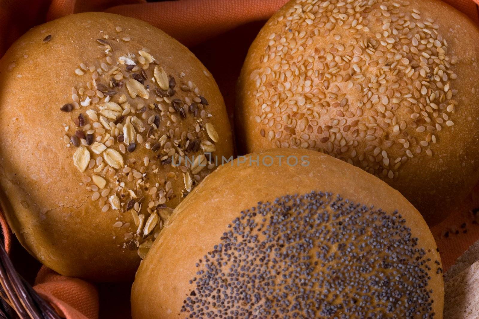 food series: tasty buns with differen seed