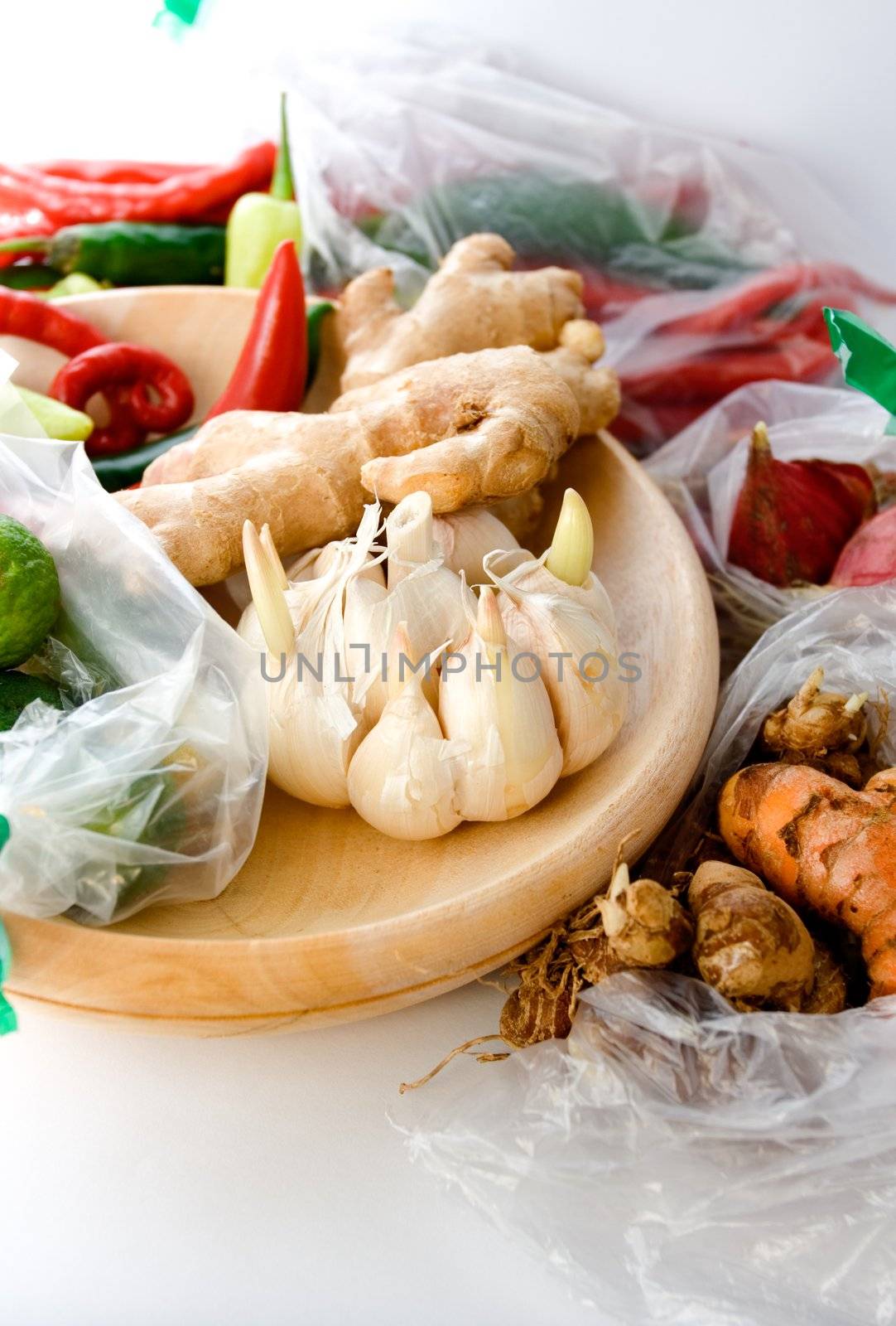 variety of seasoning ingredients isolated on white