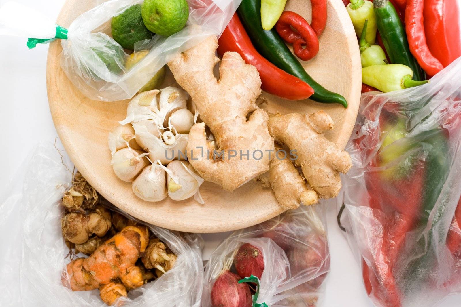 variety of seasoning ingredients isolated on white