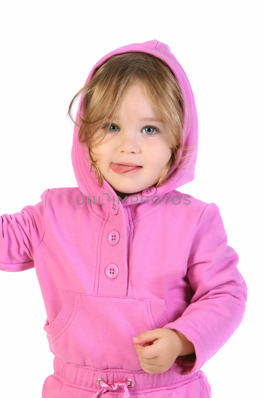 beauty a little girl on white background