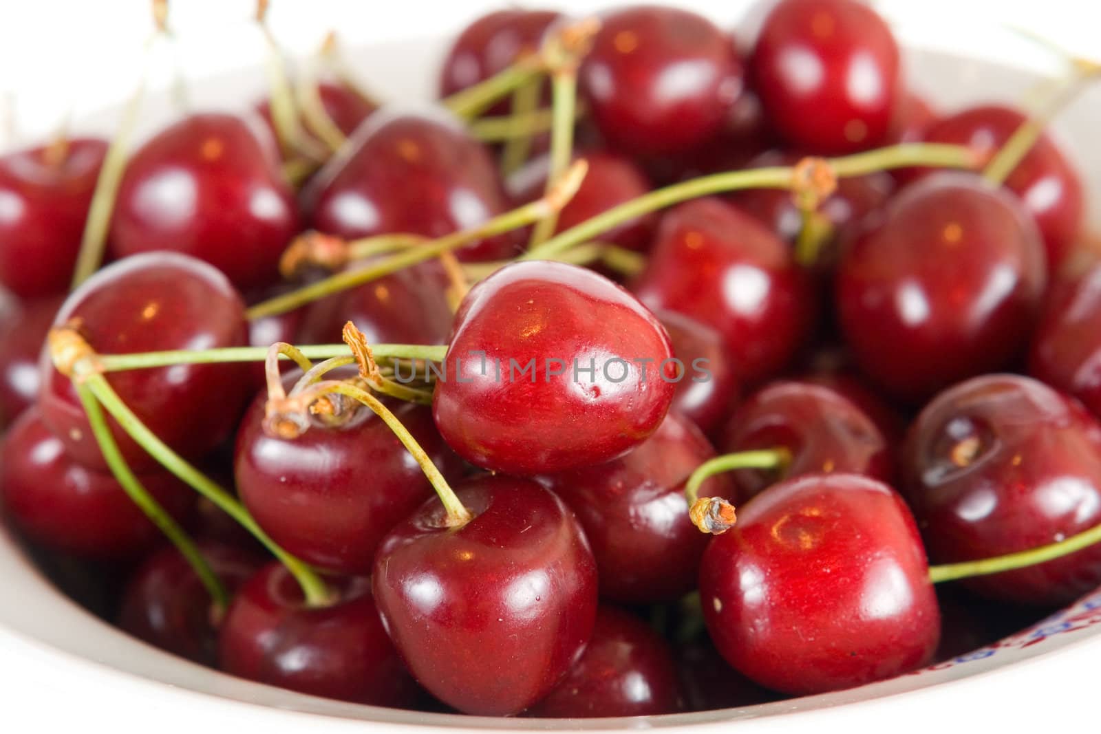 sweet cherries on plate