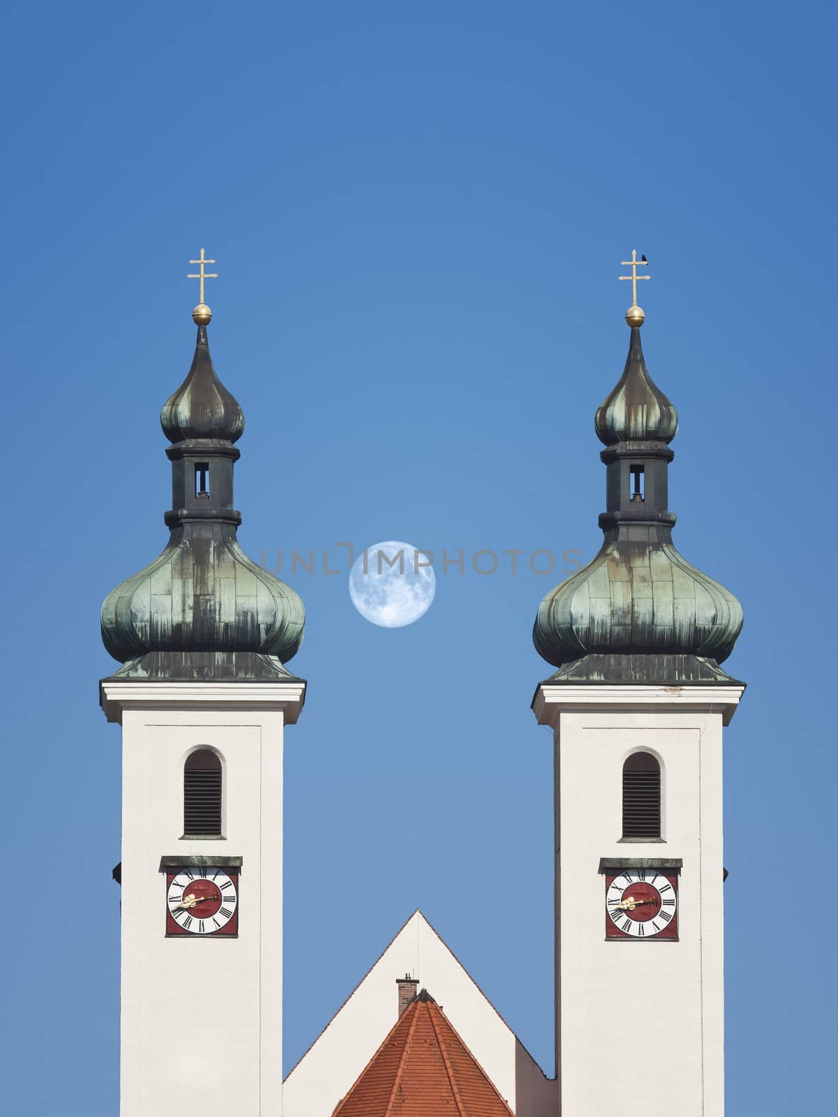 An image of the church towers in Tutzing Bavaria Germany
