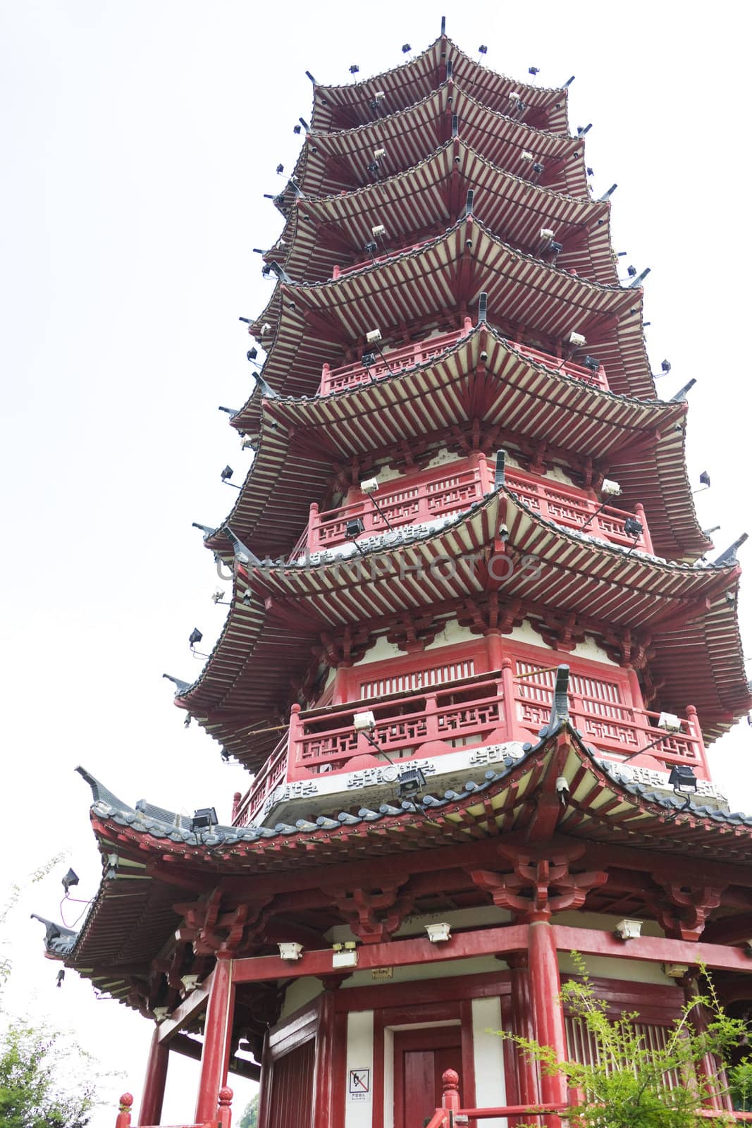 Image of the Mulong Lake Pagoda at Guilin, China.