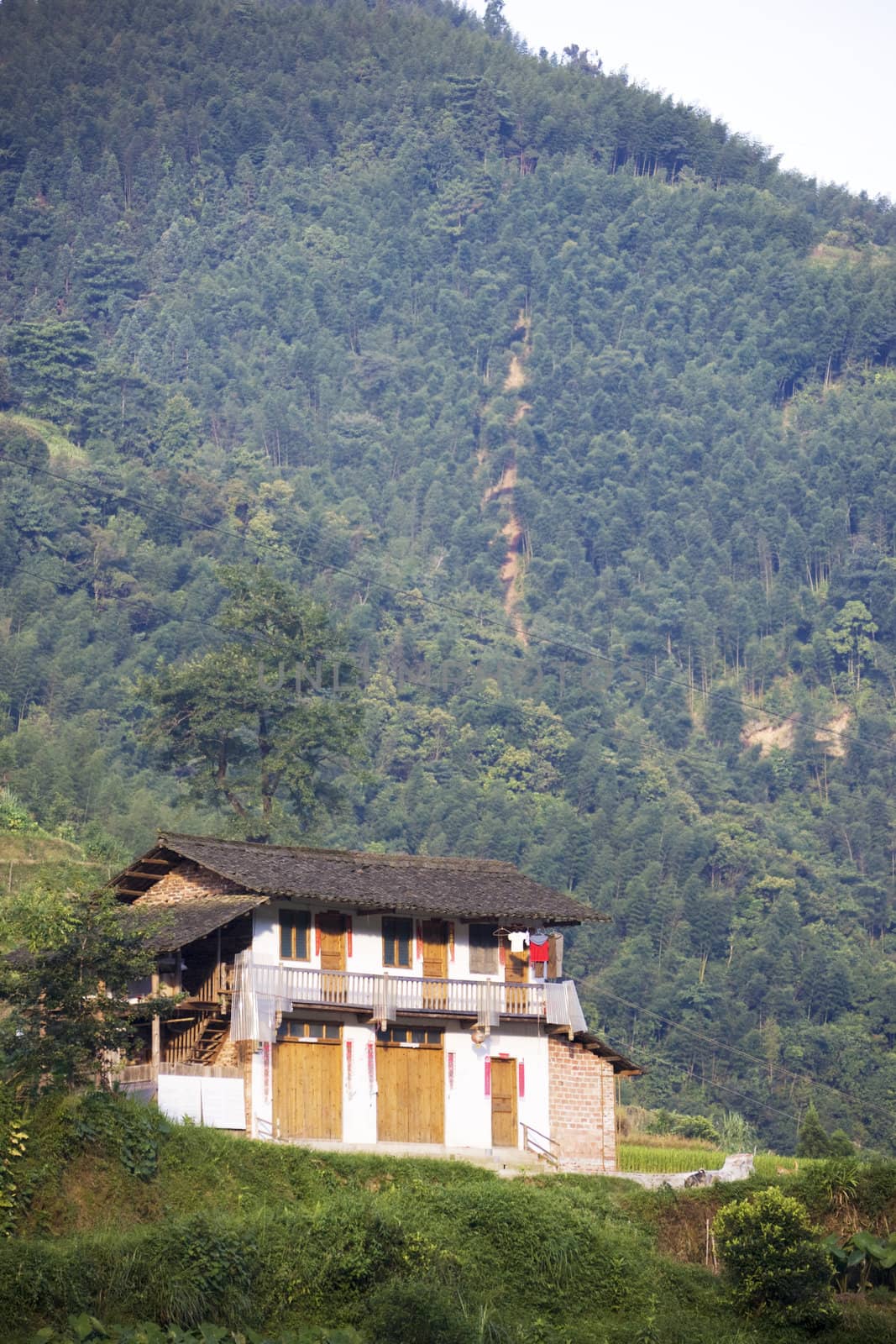 Image of a Chinese farmer's house at Longsheng, Guilin, China.