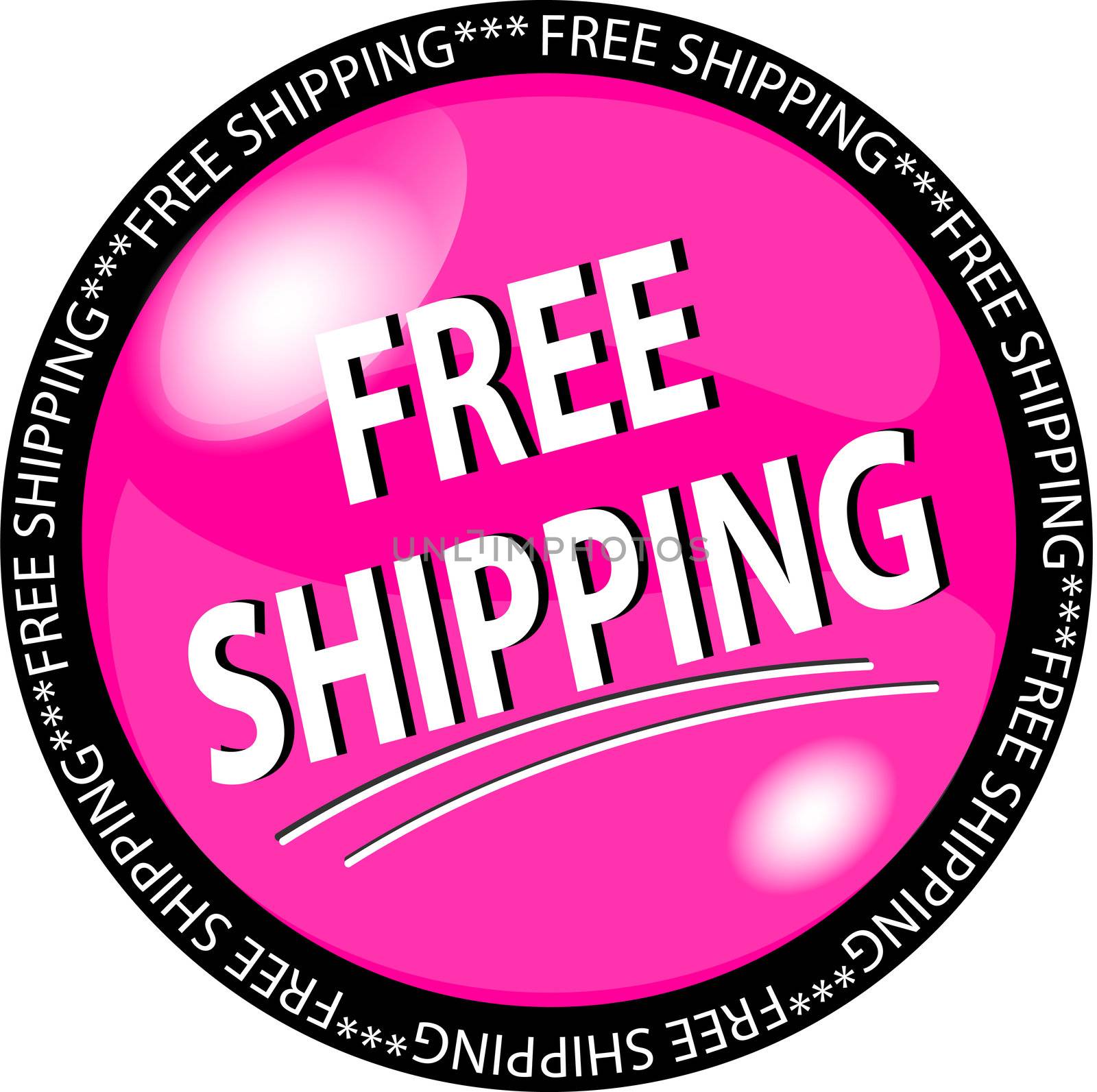 illustration of a pink free shipping button