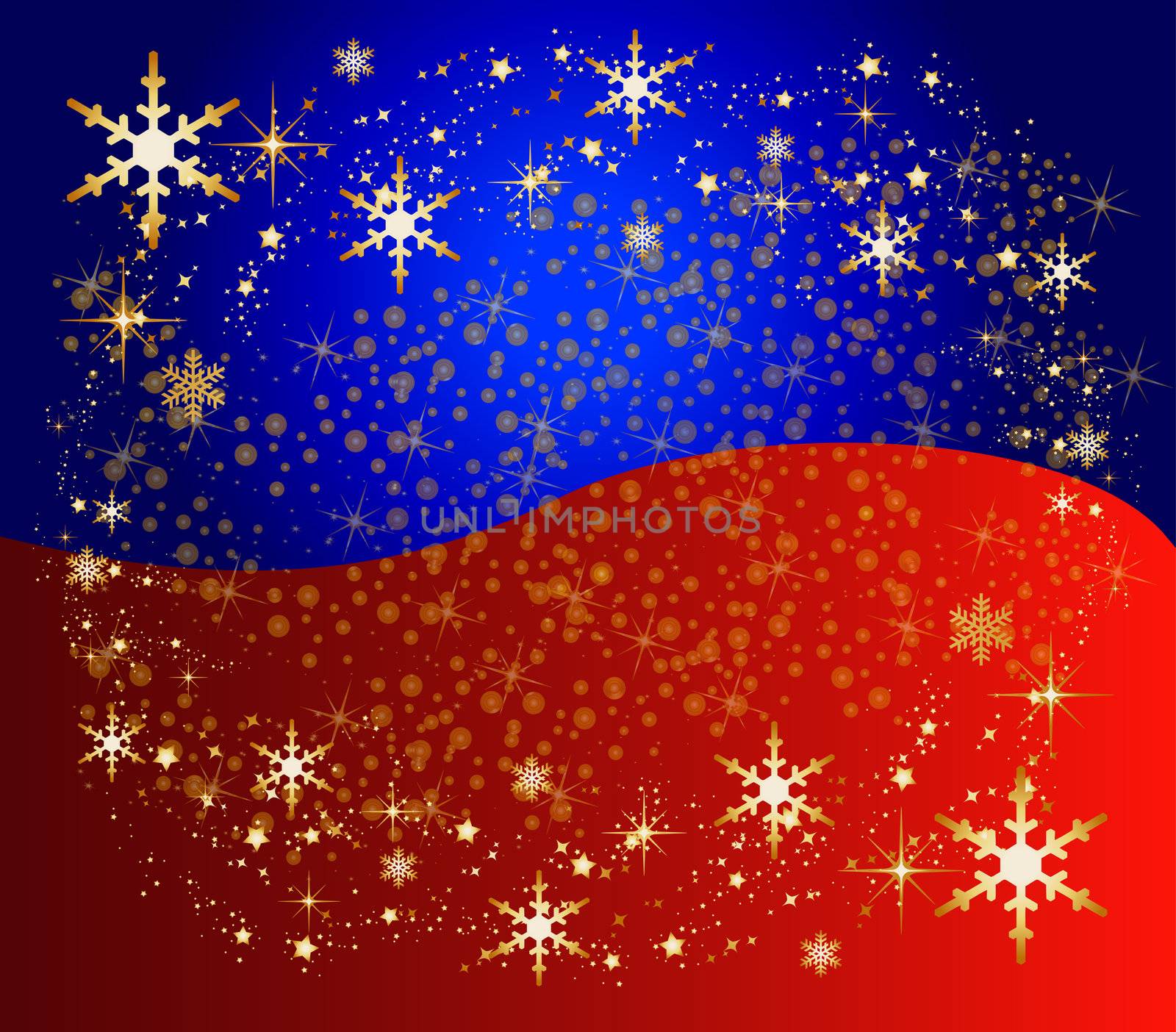 illustration of a bicolor christmas background with stars