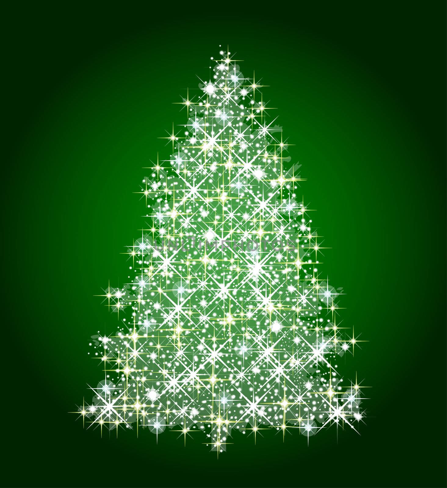 illustration of a christmas tree on green background