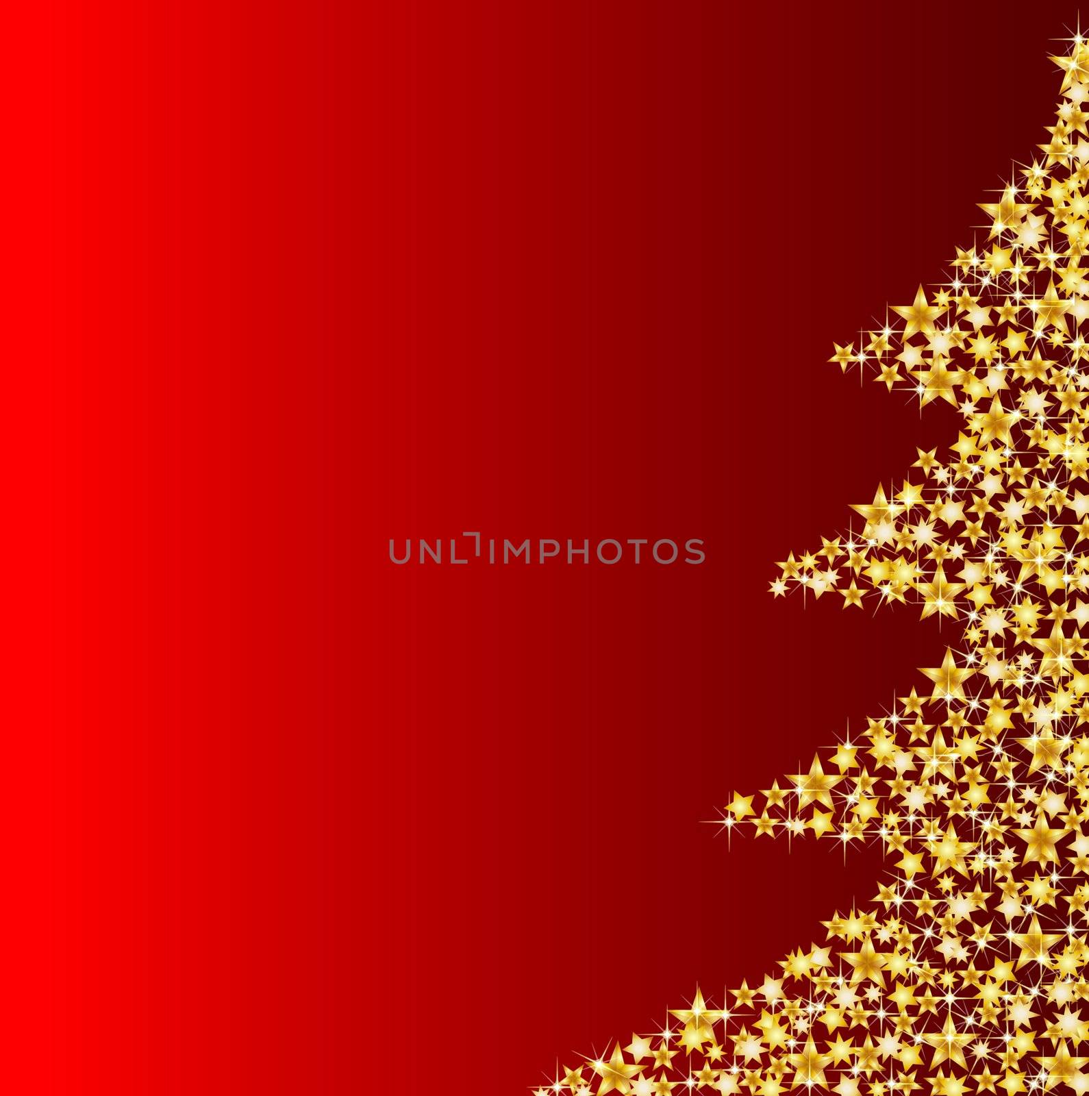 illustration of a christmas tree on red background