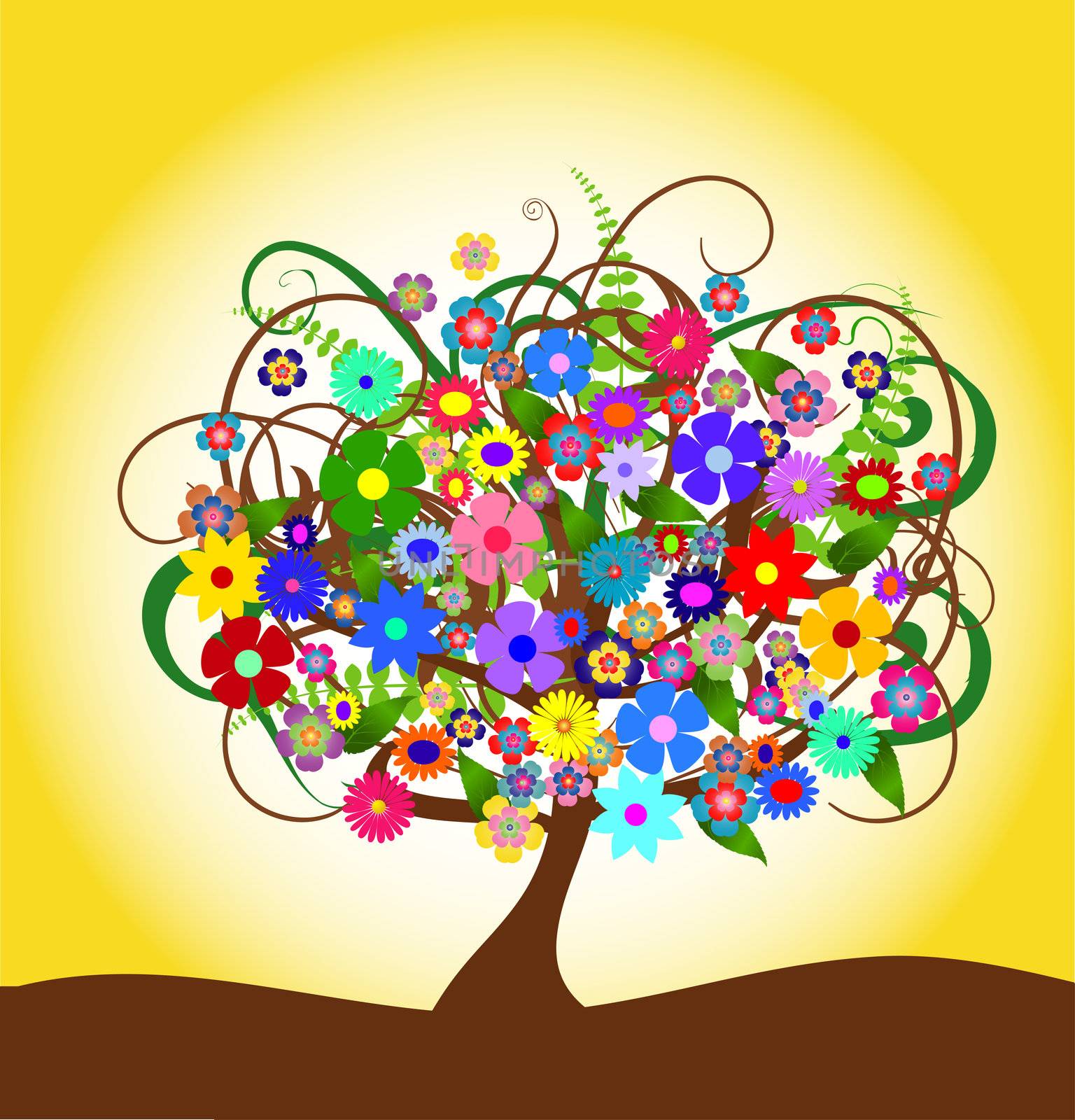 a illustration of a colorful abstract flower tree