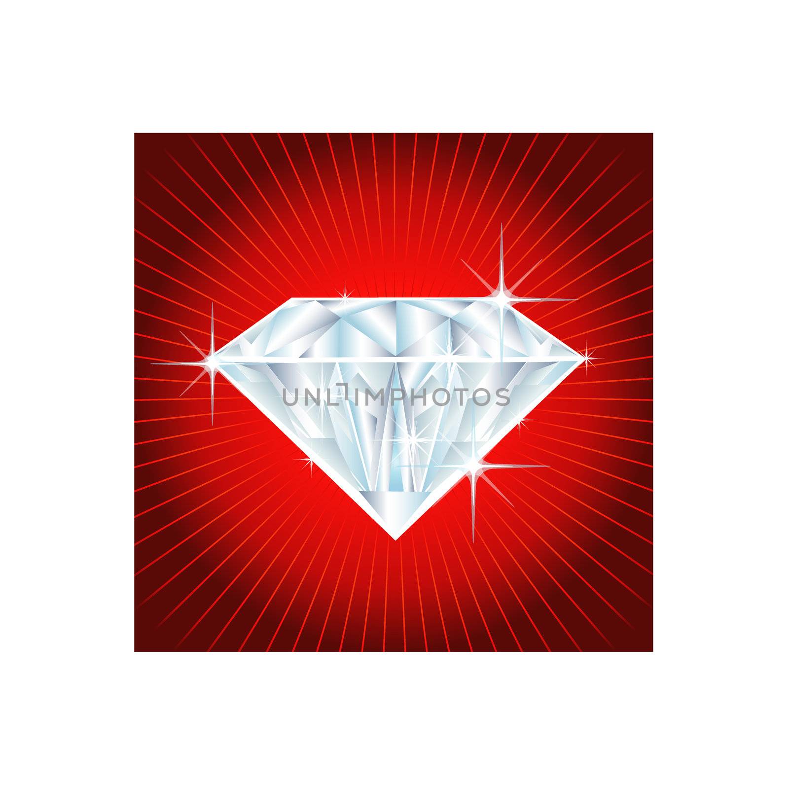 illustration of a big diamond on red background