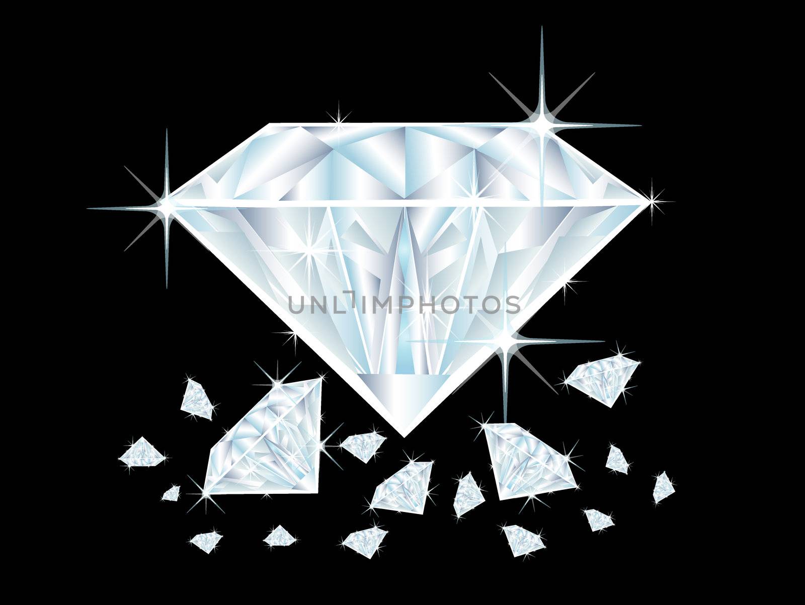 illustration of diamonds on black background