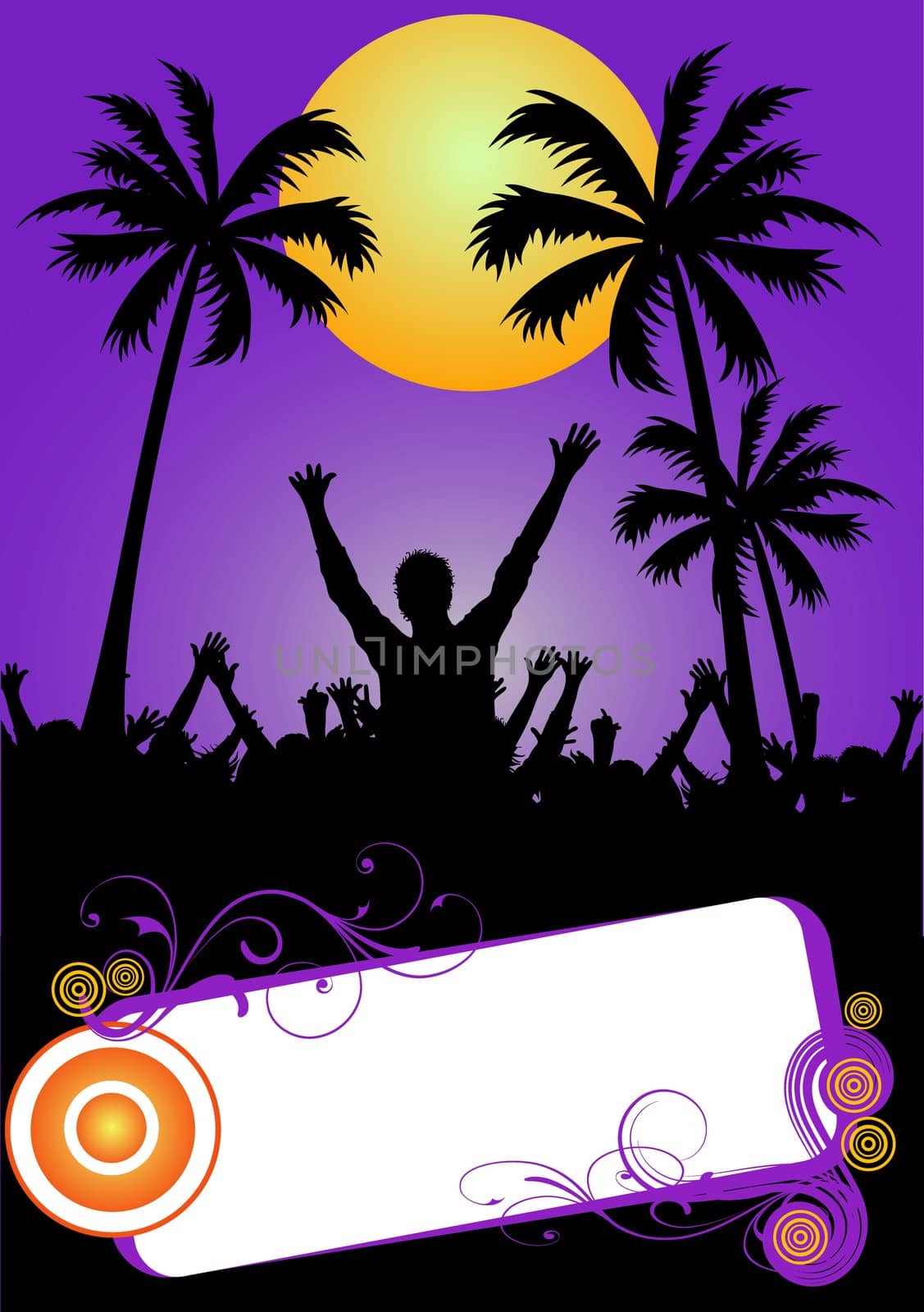 illustration of a party placard with palms