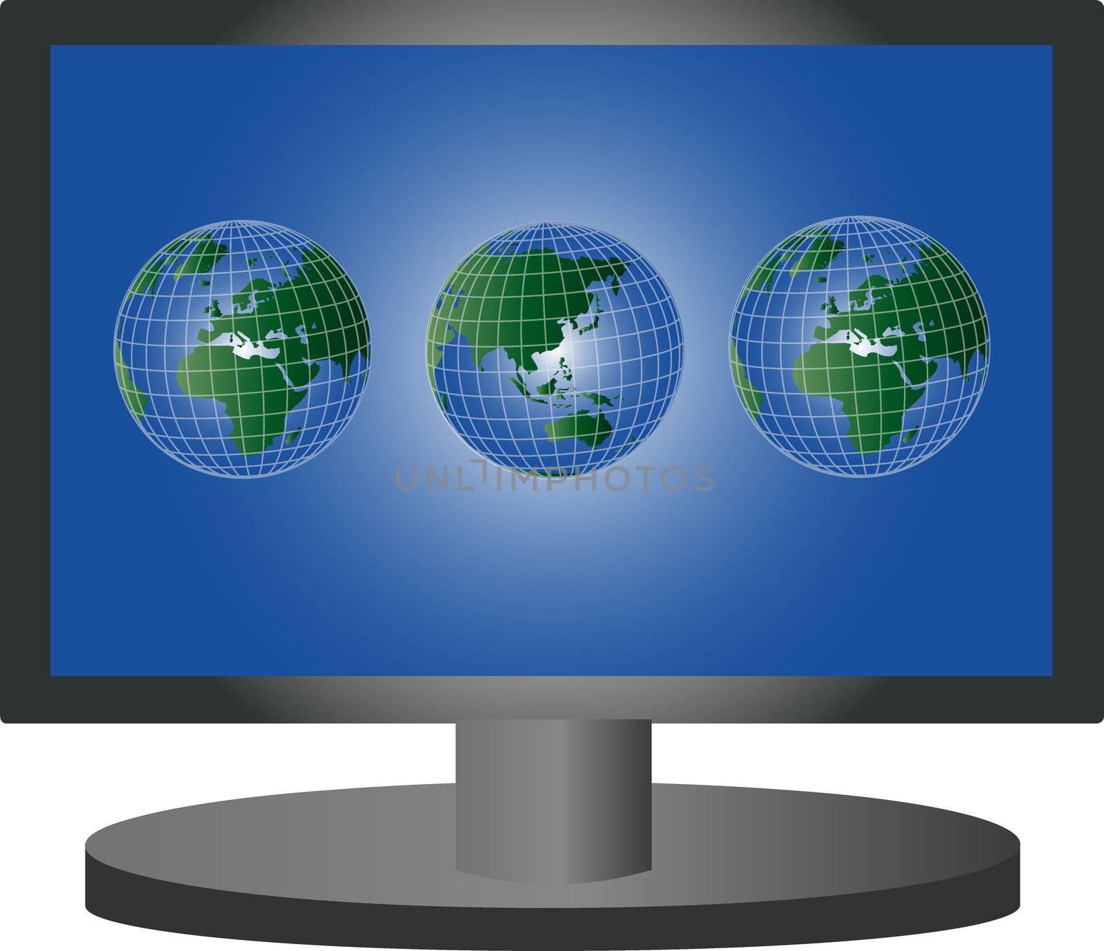 illustration of a lcd tv with globe