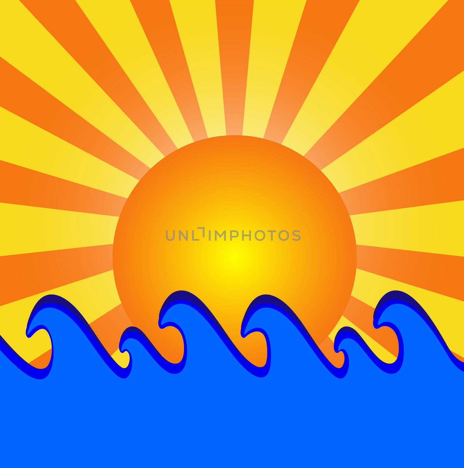 illustration of a sunny day with blue waves