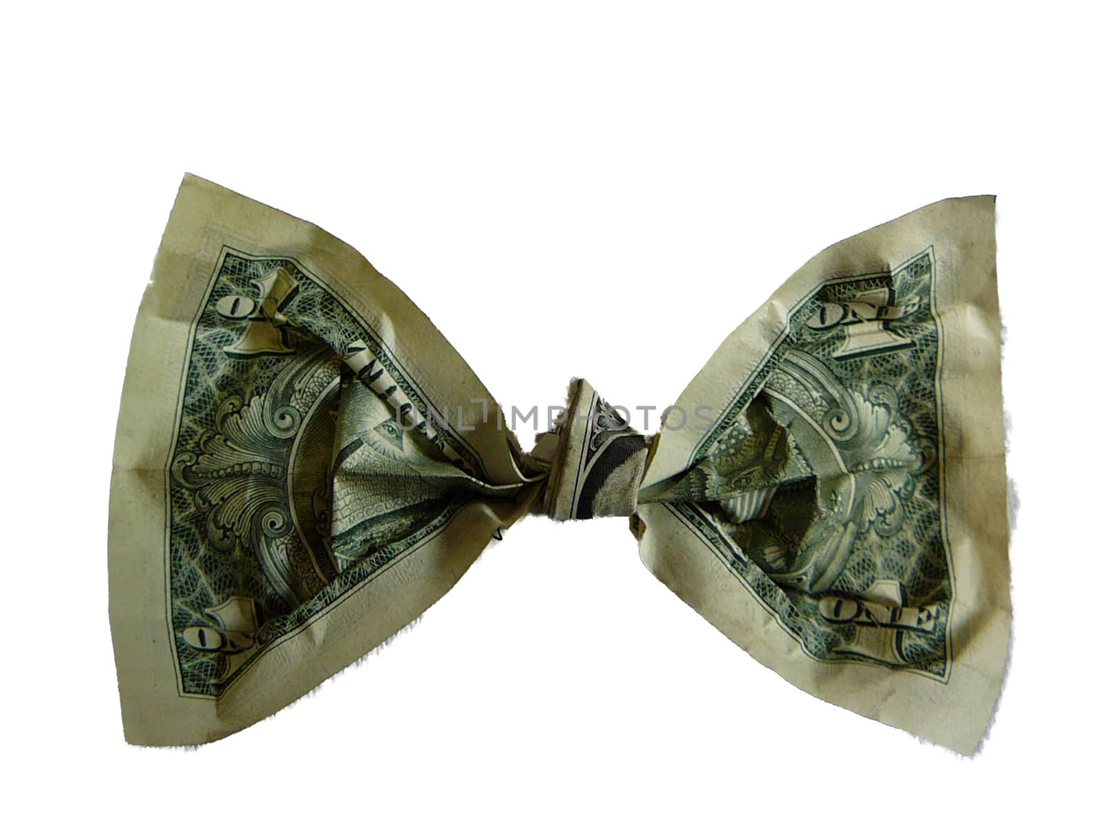 Dollar bow tie isolated on white background