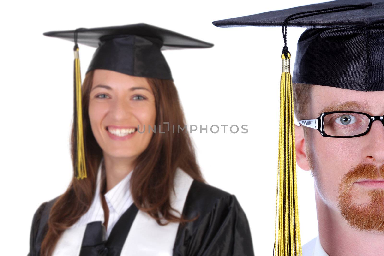 graduation a young man on white background