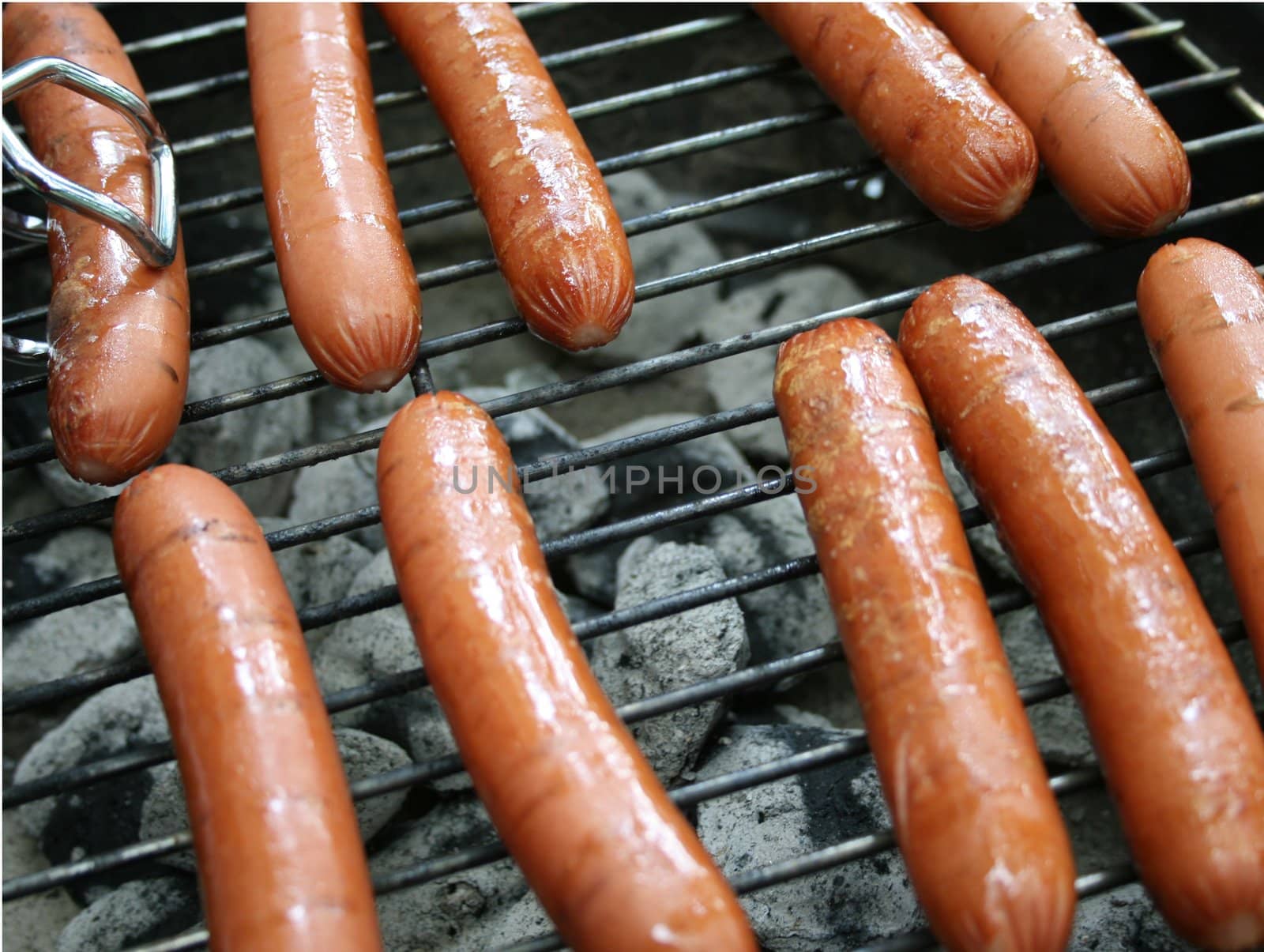 Hot dogs on grill