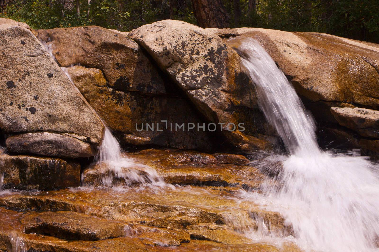 Small Sierra Waterfalls to pond by bobkeenan