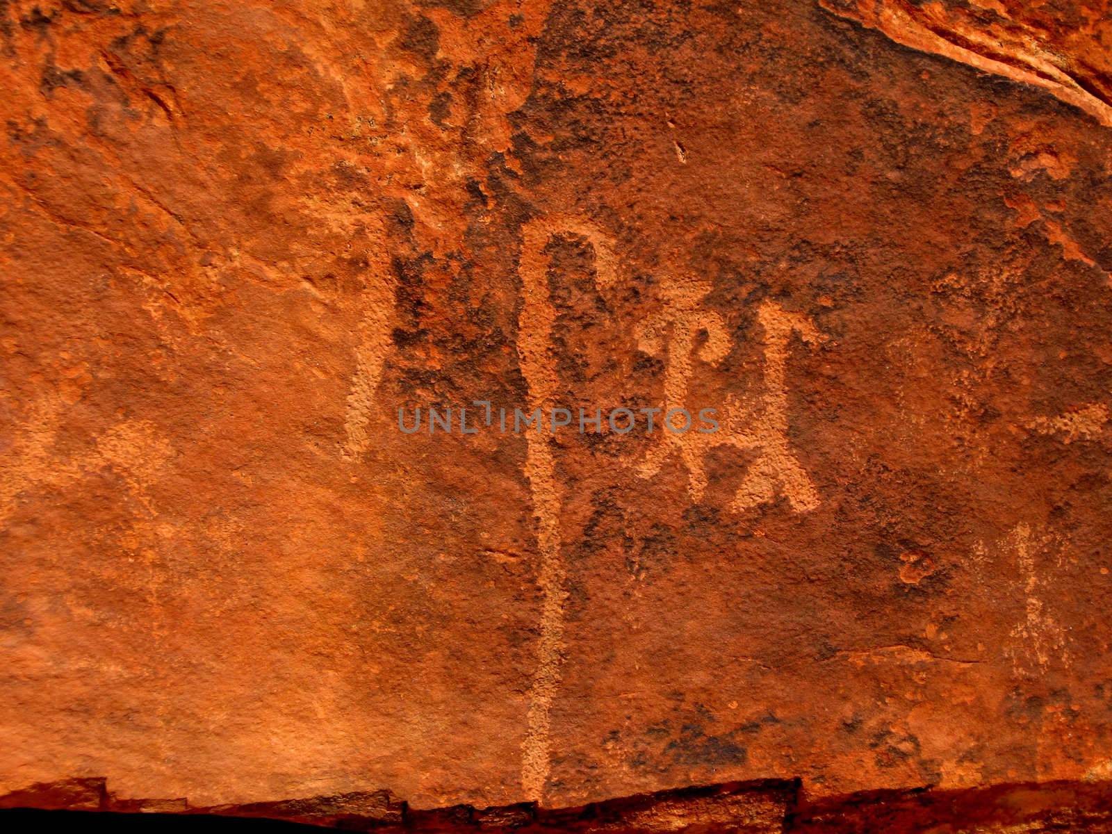 Historic Anasazi petroglyphs in Step Canyon, Utah, USA.