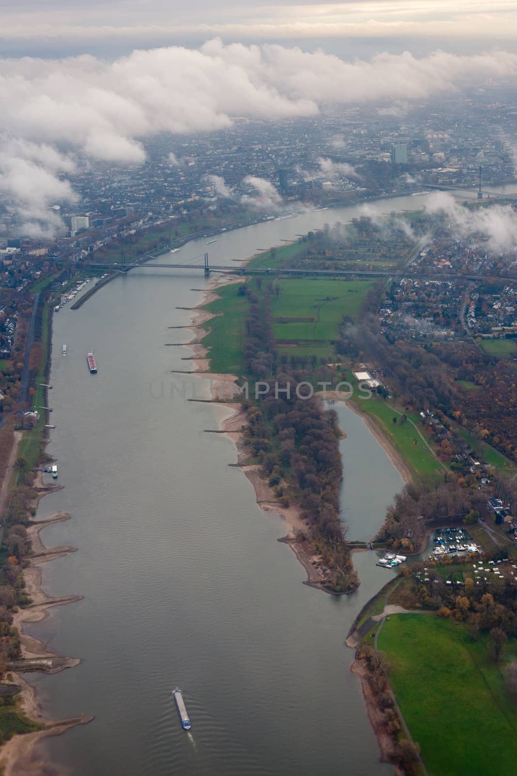 Aerial view of rhine at Dusseldorf by PiLens