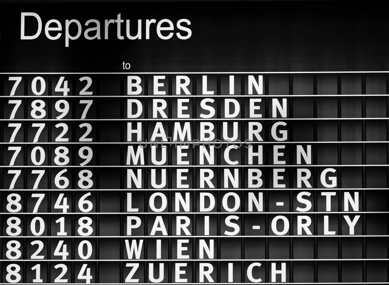 Airport departures information board - air travel background