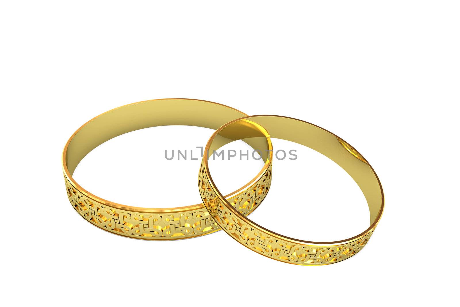 Golden wedding rings with magic tracery by oneo