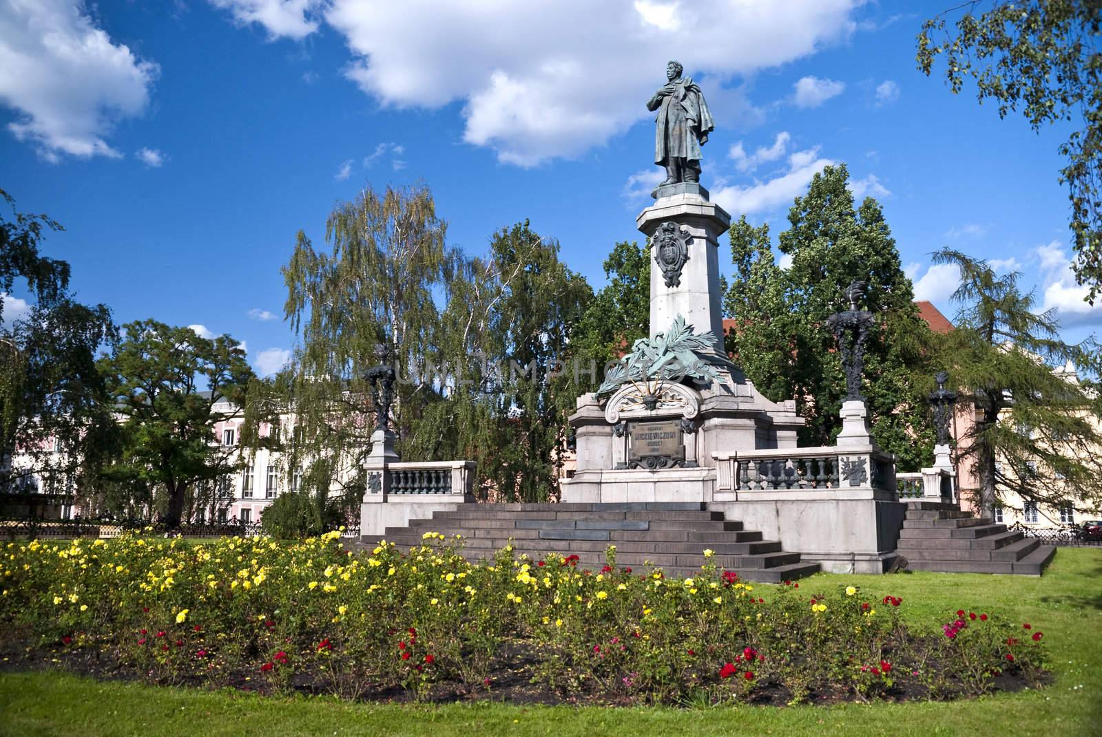 Statue of Adam Mickiewicz in Warsaw, Poland