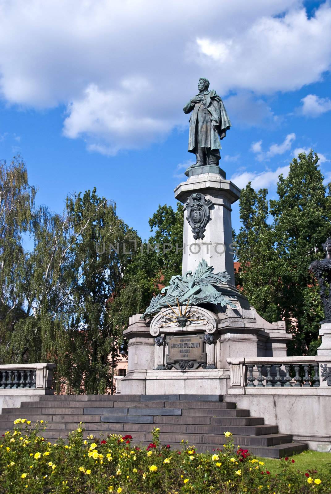Statue of Adam Mickiewicz in Warsaw, Poland